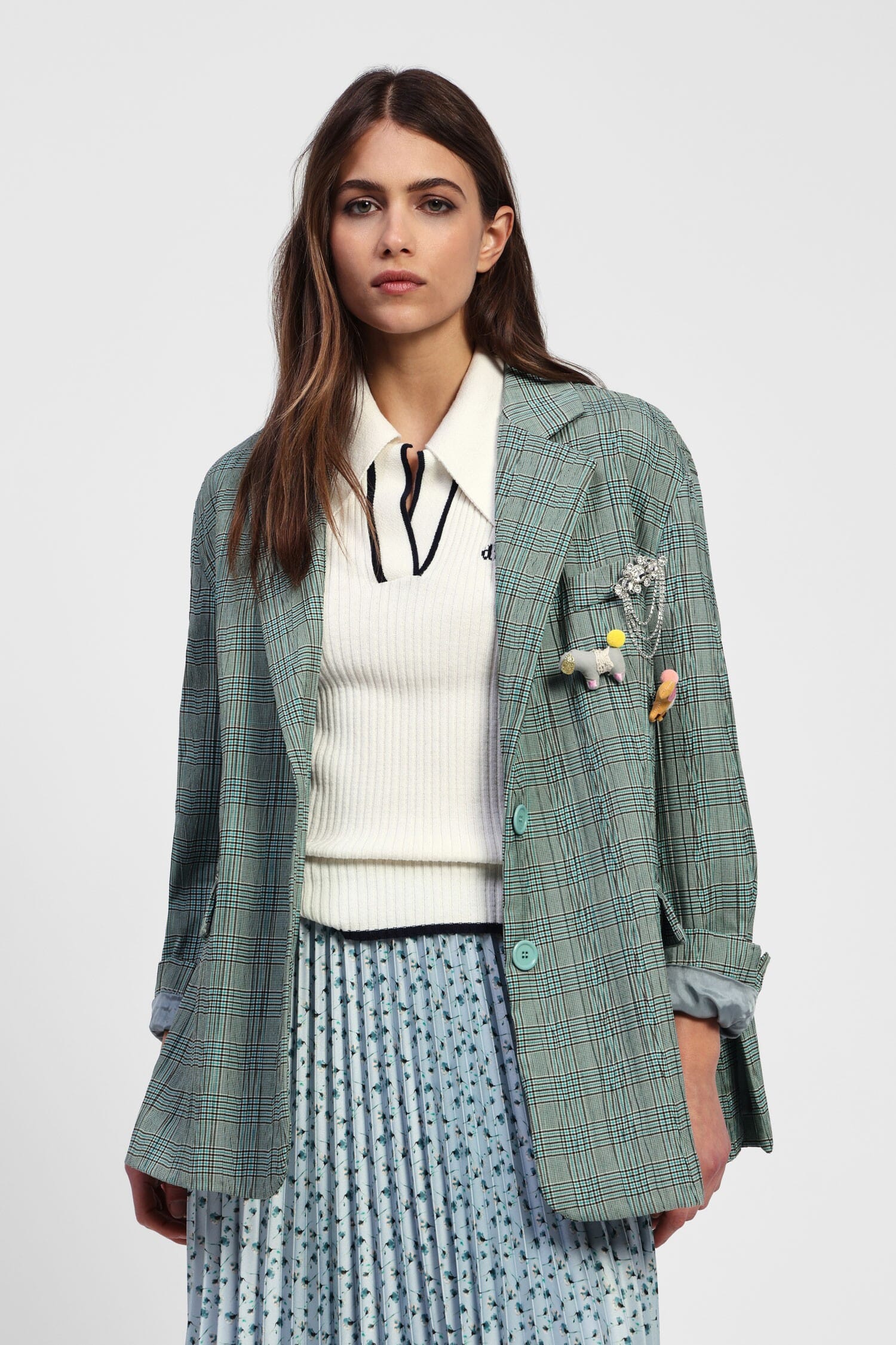 Blazer A Quadri Con Spilla Dixie