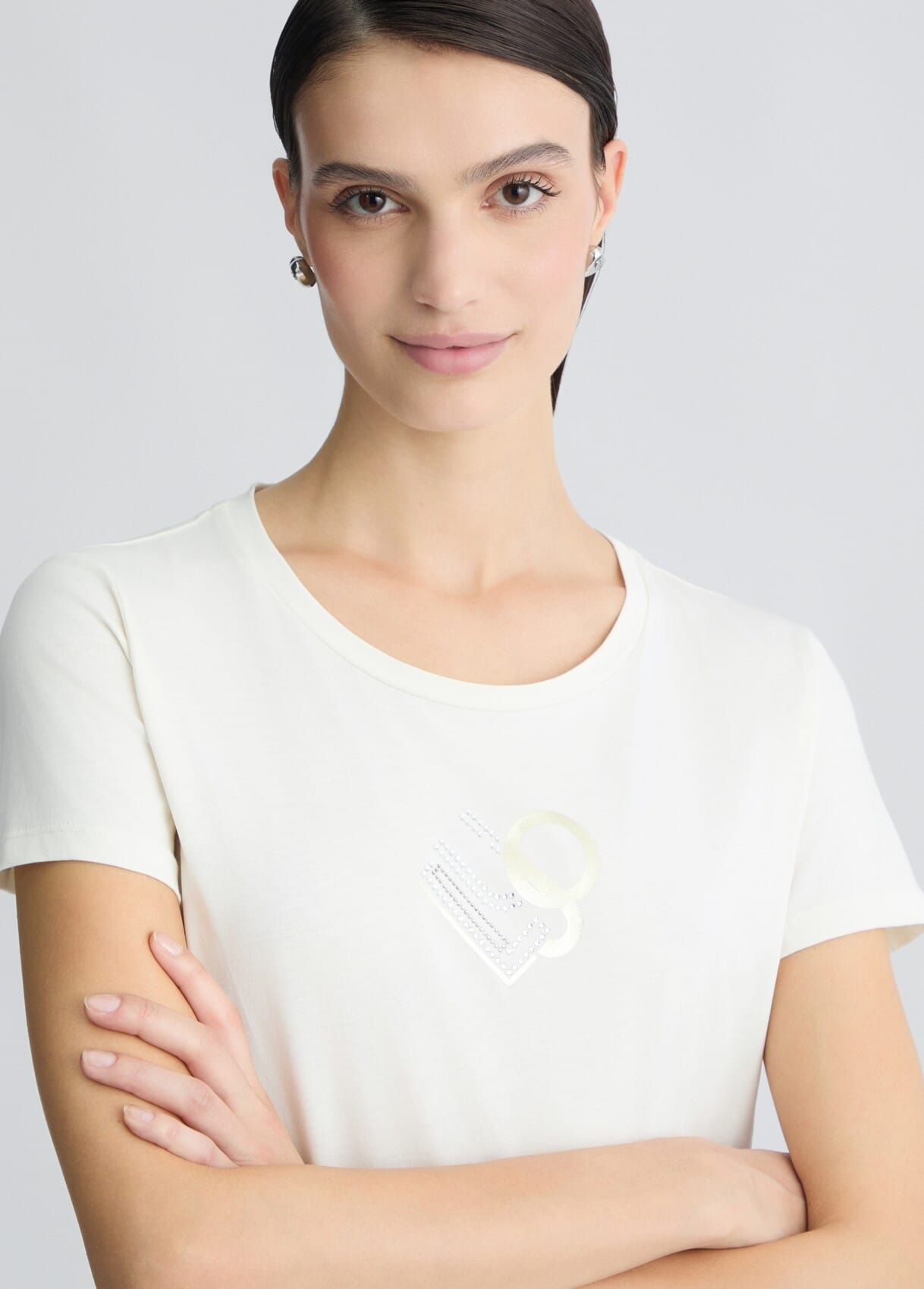 T-Shirt Con Logo E Strass Liu Jo