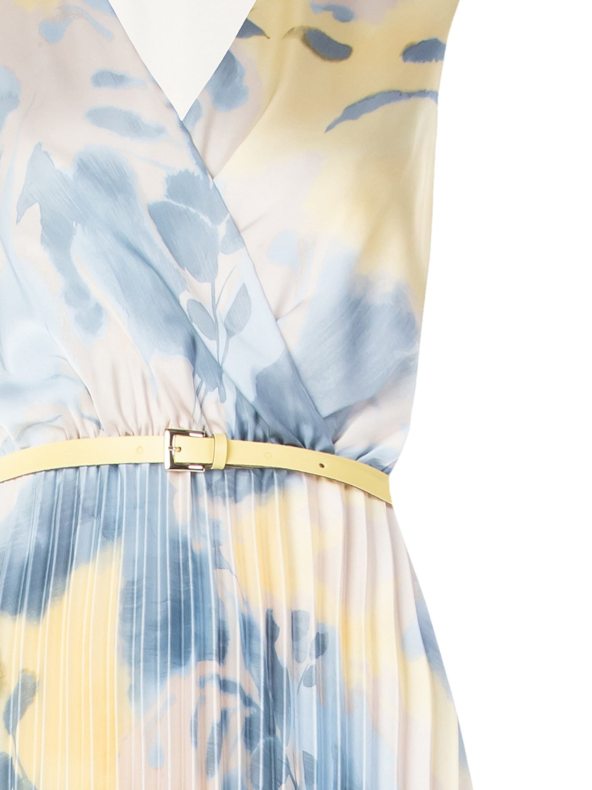 Robe midi en satin plissé avec encolure croisée Rinascimento