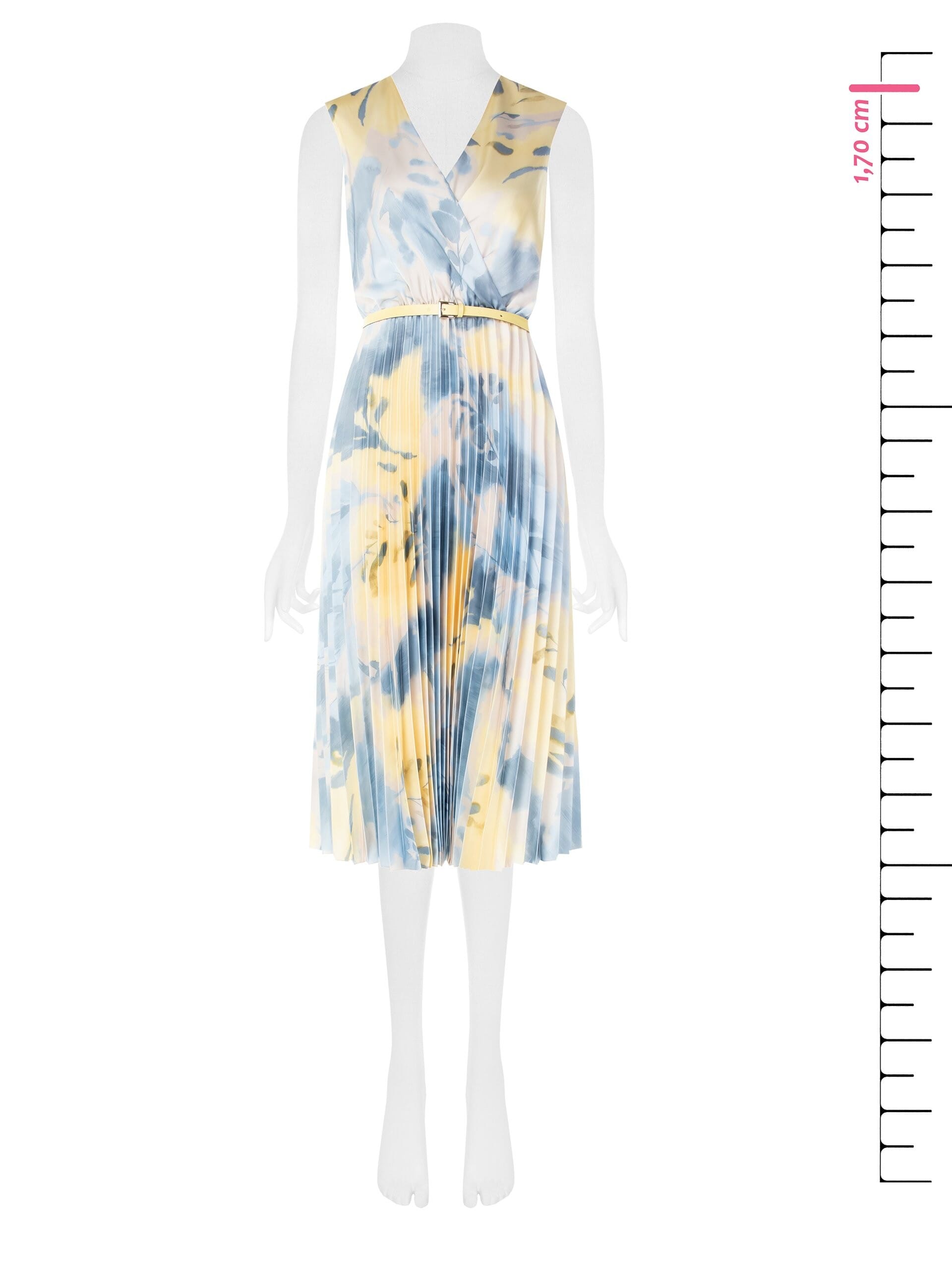 Robe midi en satin plissé avec encolure croisée Rinascimento