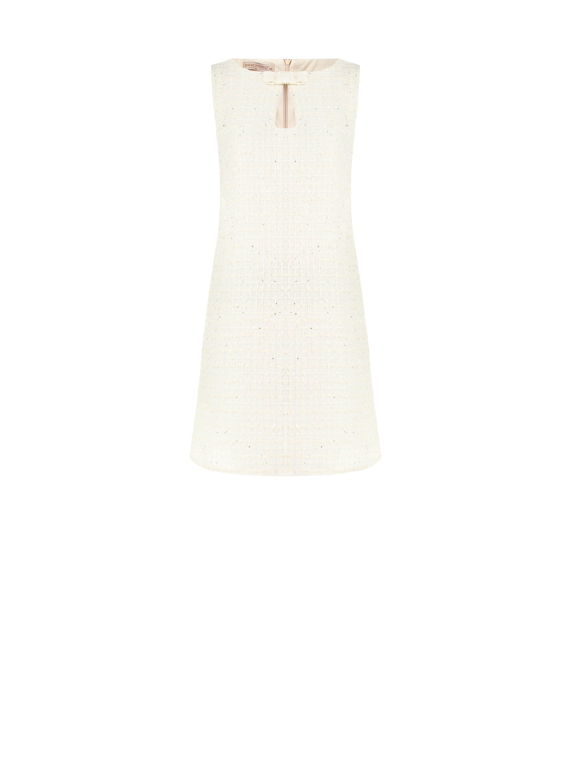 Short Tweed A-line Dress With Drop Cut-Out And Bowknot Rinascimento