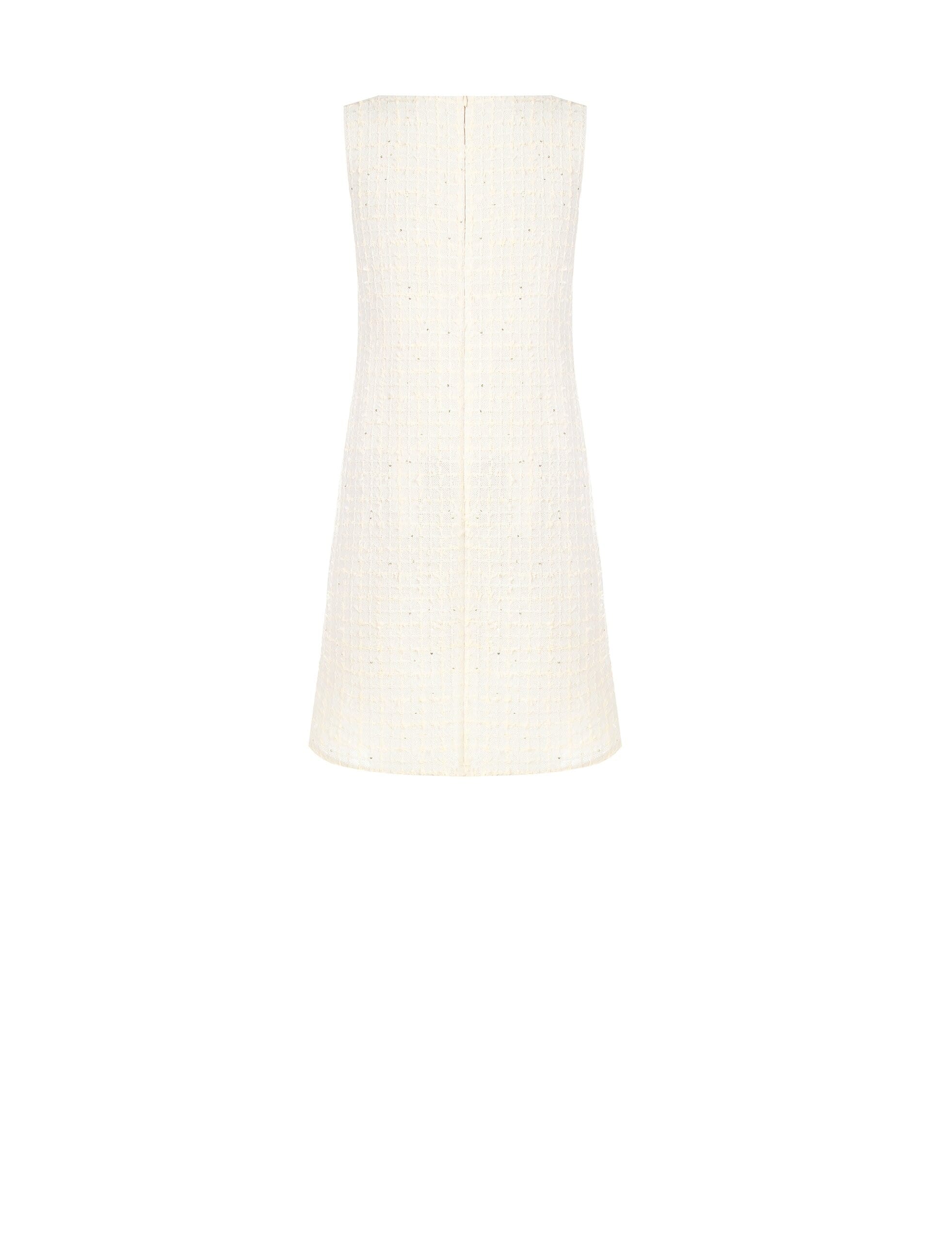 Short Tweed A-line Dress With Drop Cut-Out And Bowknot Rinascimento