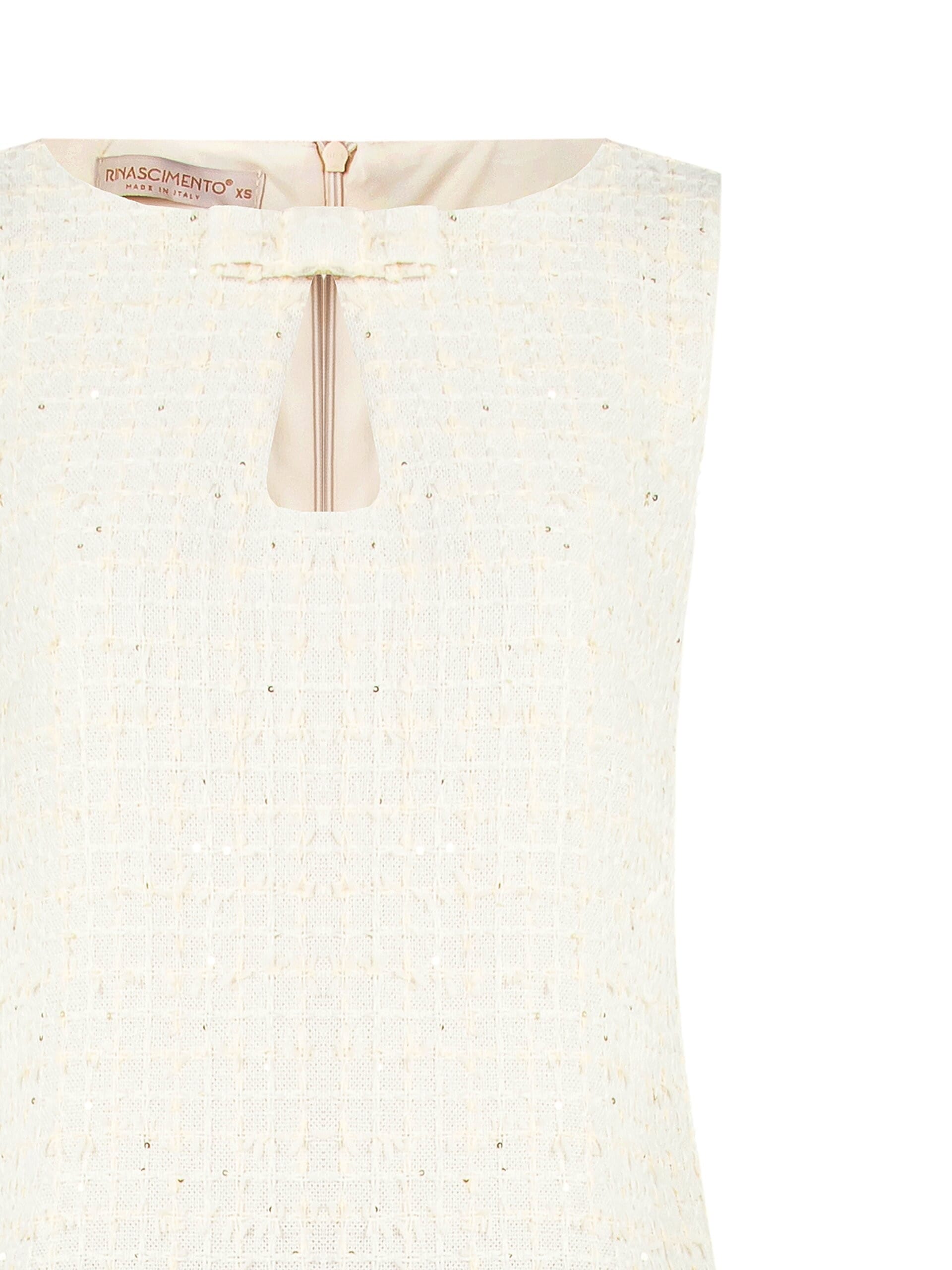 Short Tweed A-line Dress With Drop Cut-Out And Bowknot Rinascimento