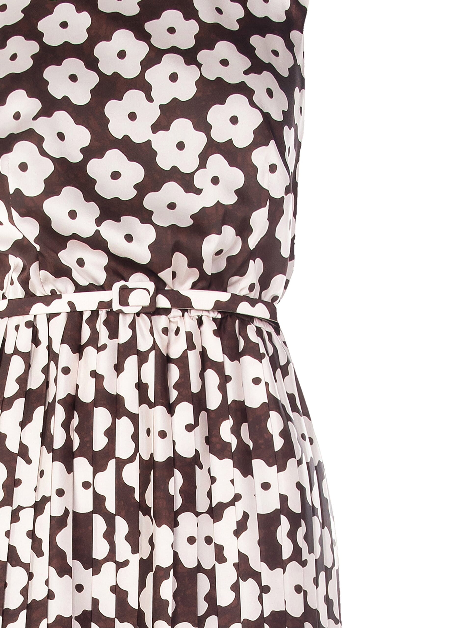 Abito Midi A Ruota Plissé In Raso Con Cintura Rigida Coordinata Rinascimento