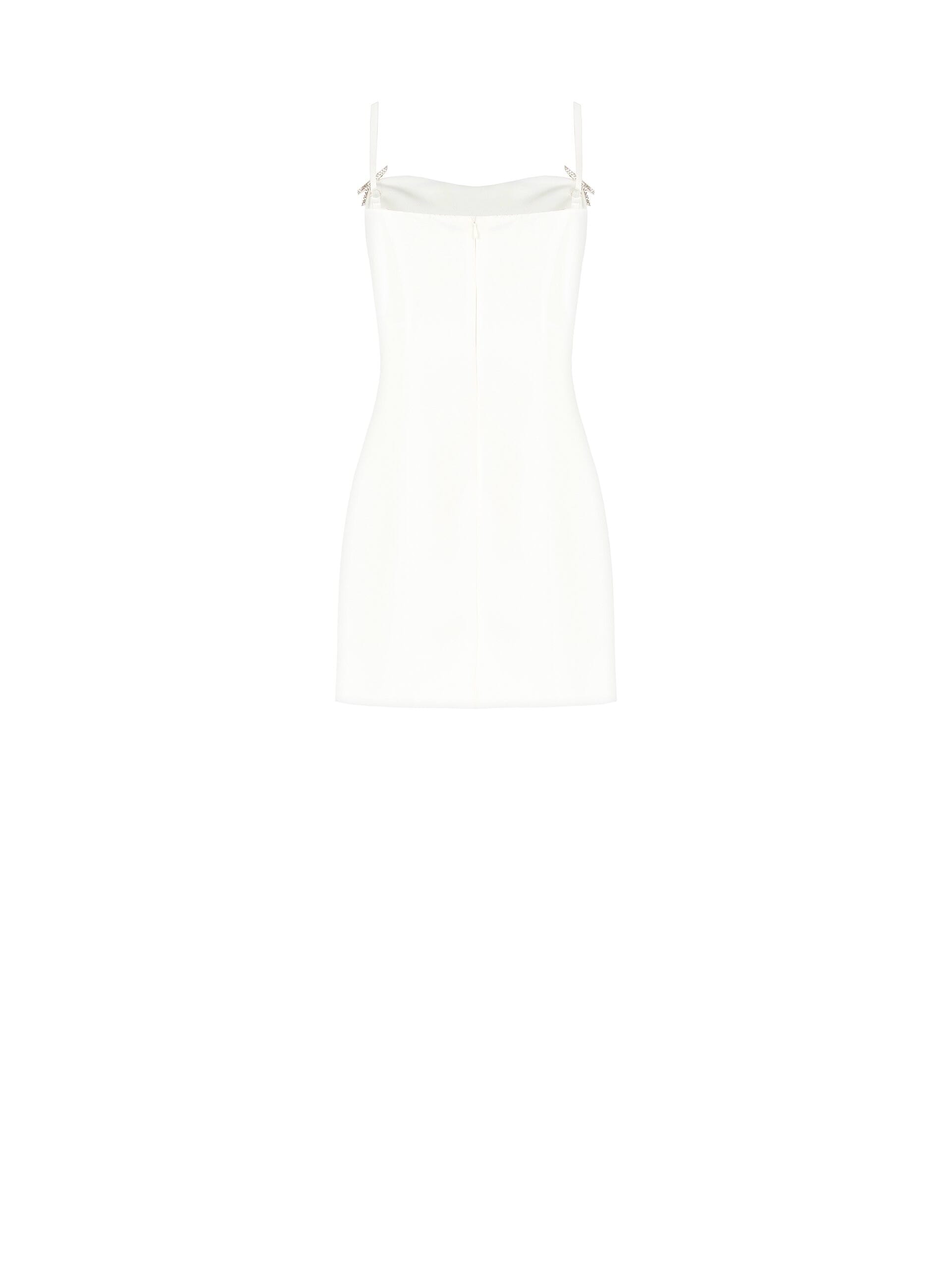 Abito Corto Svasato In Tessuto Tecnico Con Spille Fiocco In Strass Rinascimento