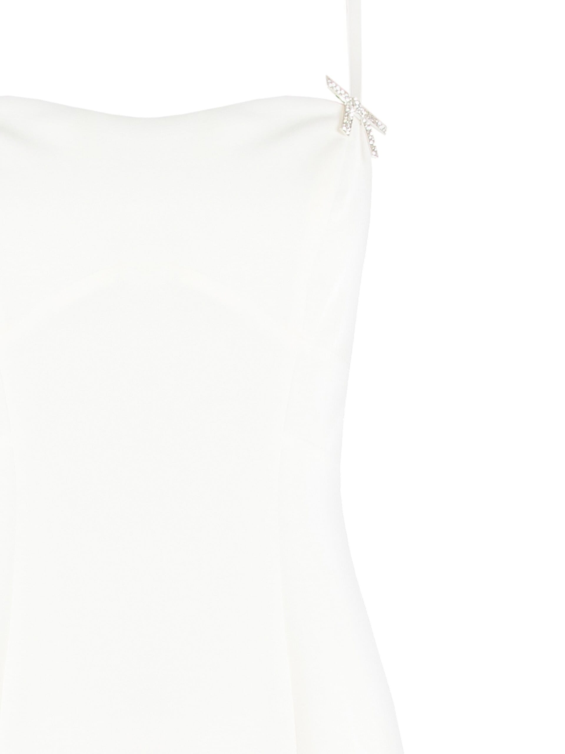 Abito Corto Svasato In Tessuto Tecnico Con Spille Fiocco In Strass Rinascimento