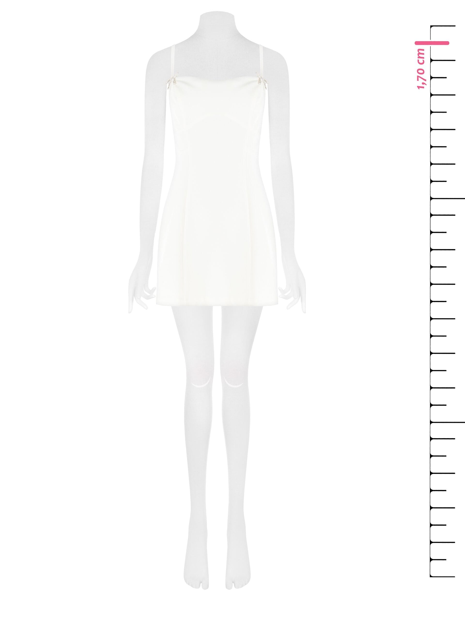 Abito Corto Svasato In Tessuto Tecnico Con Spille Fiocco In Strass Rinascimento