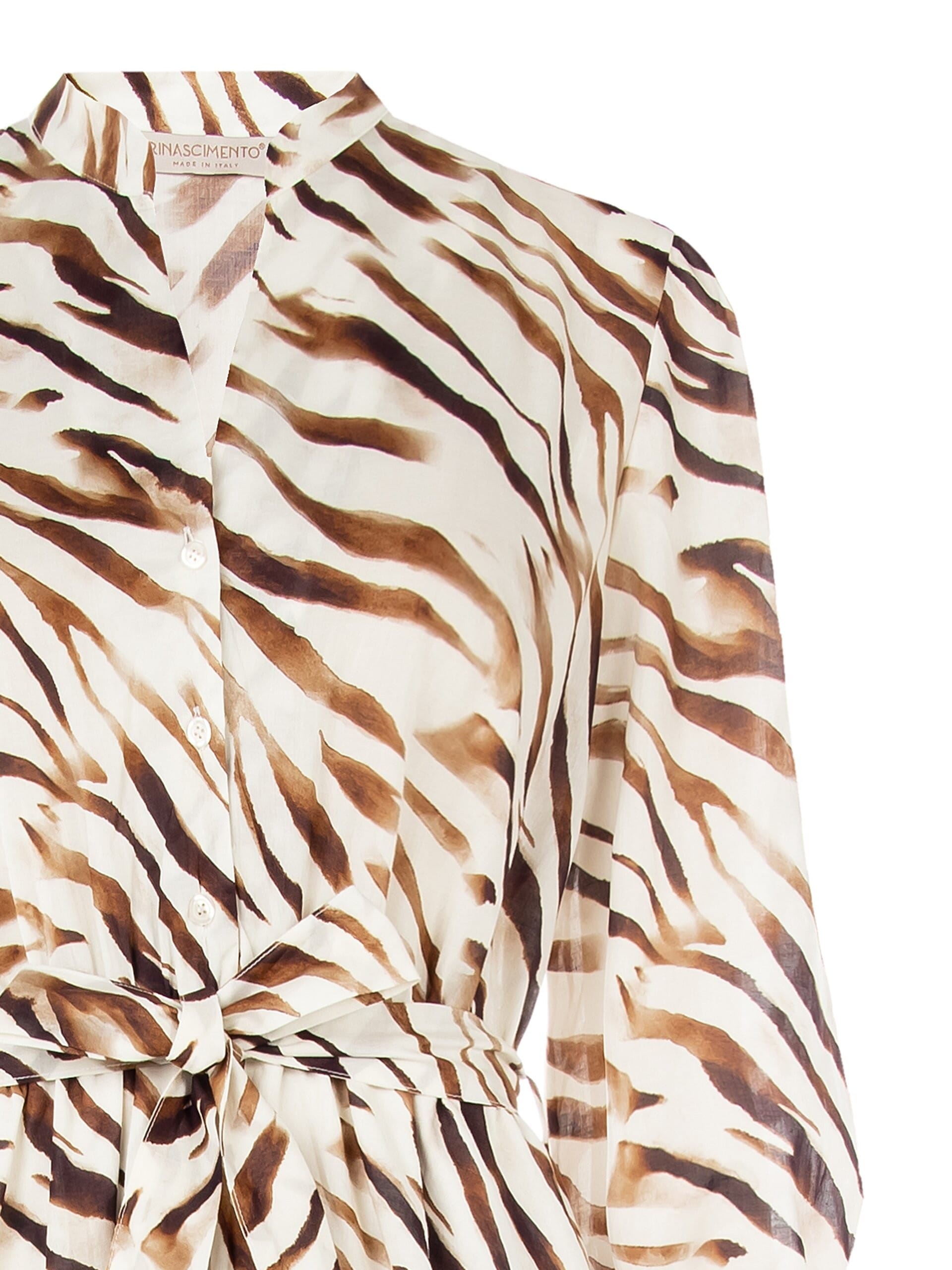 Abito Corto Chemisier In Cotone A Palloncino Con Cintura Coordinata Rinascimento