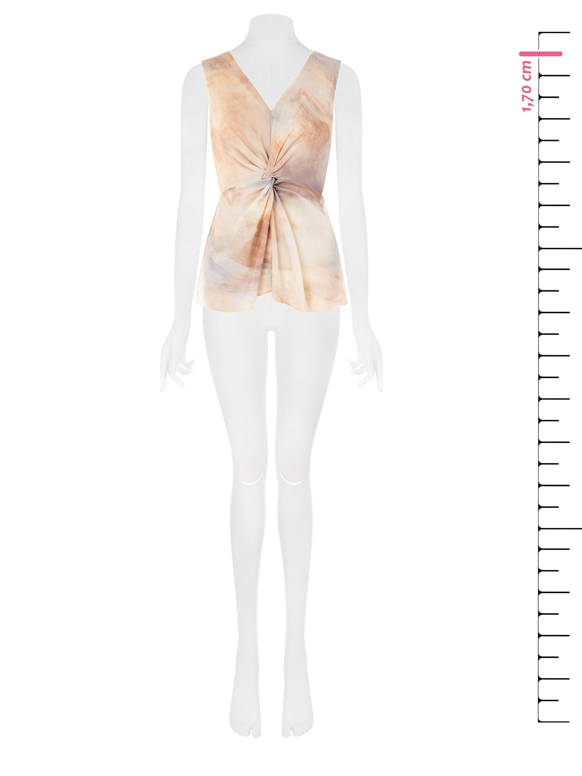 Top In Crepon Sfumato Con Nodo E Scollo A V Rinascimento