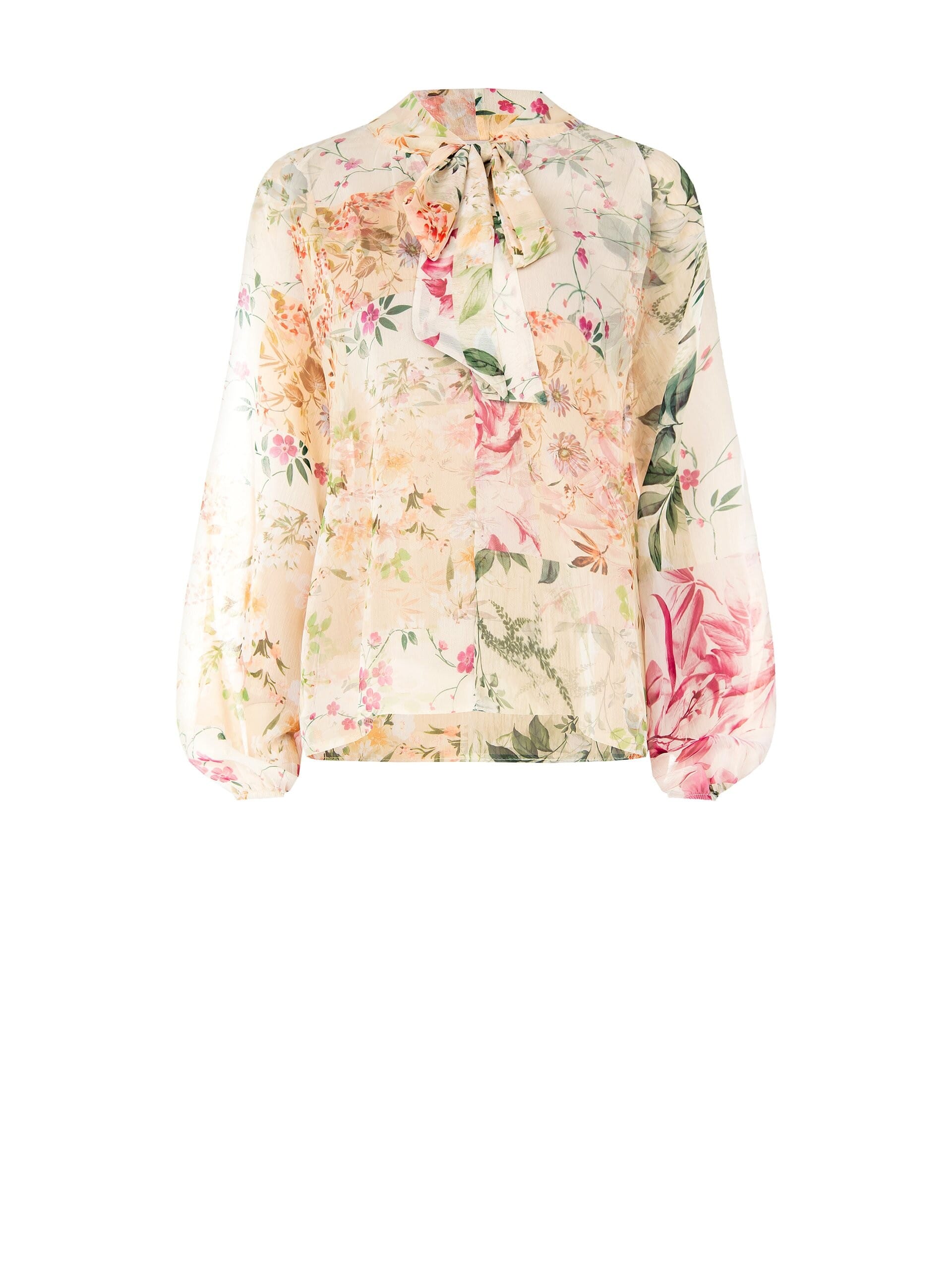 Blusa Ampia E Fluida In Chiffon Con Fiocco E Scollo A V Rinascimento