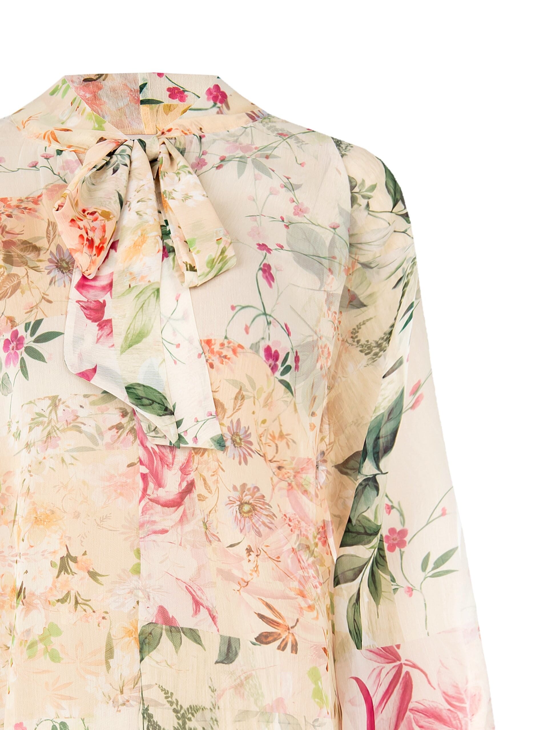 Blusa Ampia E Fluida In Chiffon Con Fiocco E Scollo A V Rinascimento