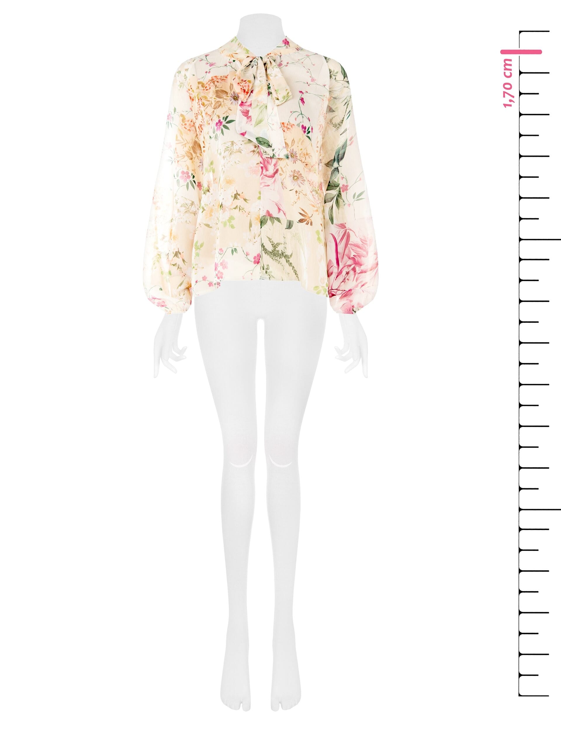 Blusa Ampia E Fluida In Chiffon Con Fiocco E Scollo A V Rinascimento