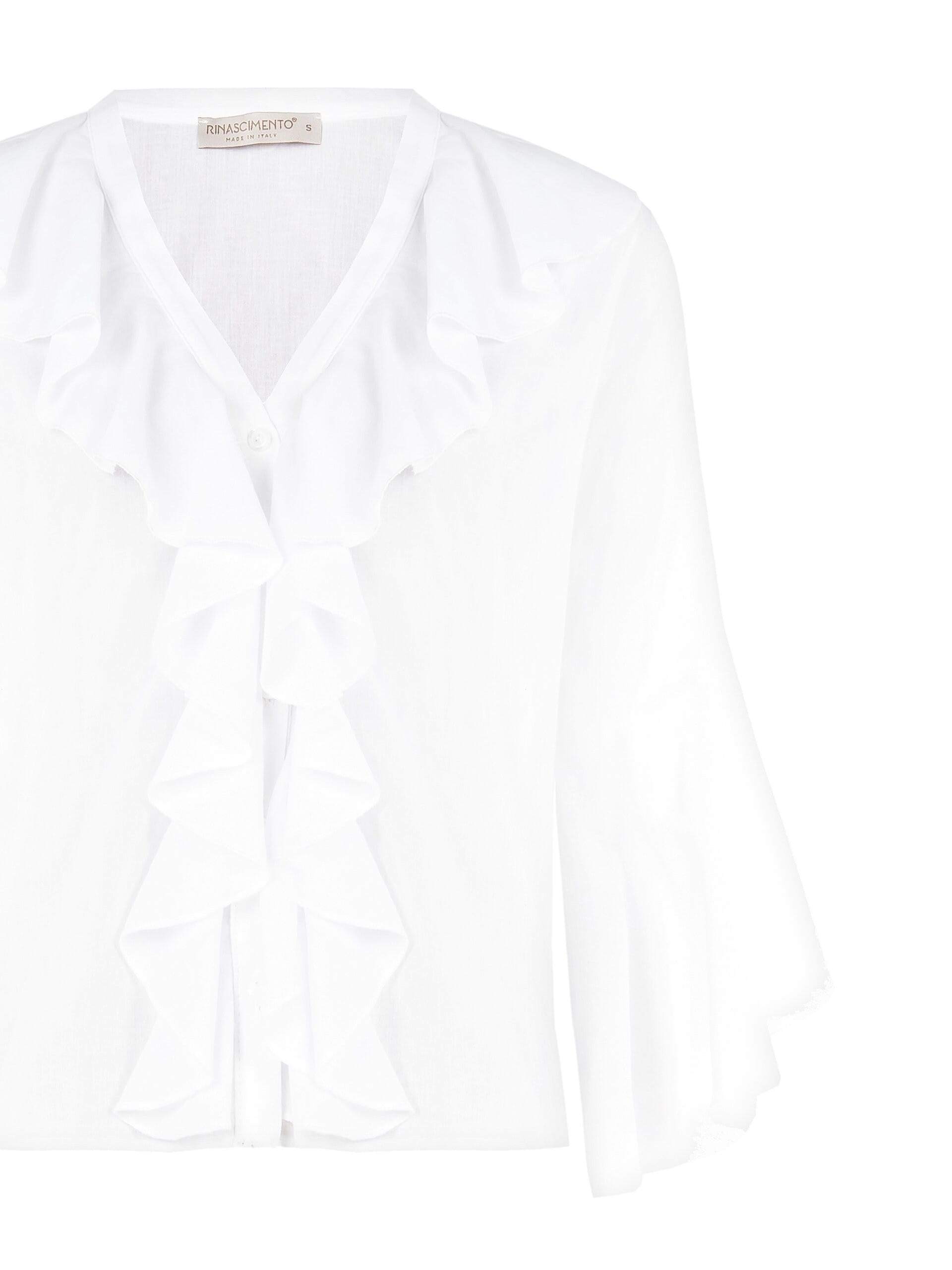 Camicia In Cotone Con Collo A V E Volant Rinascimento