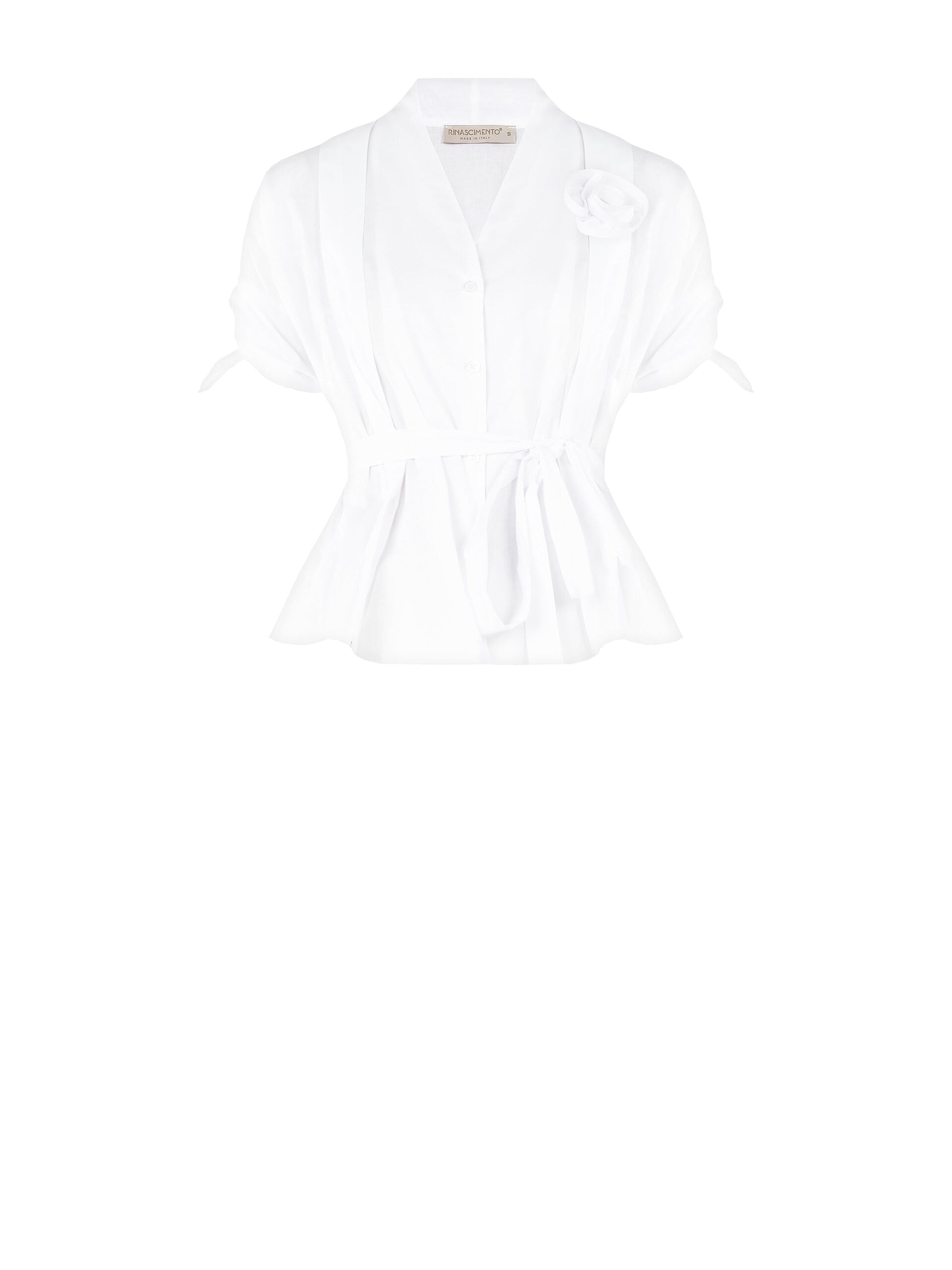 Camicia Sfiancata In Cotone Con Cintura Coordinata E Nodi Sulle Maniche Rinascimento