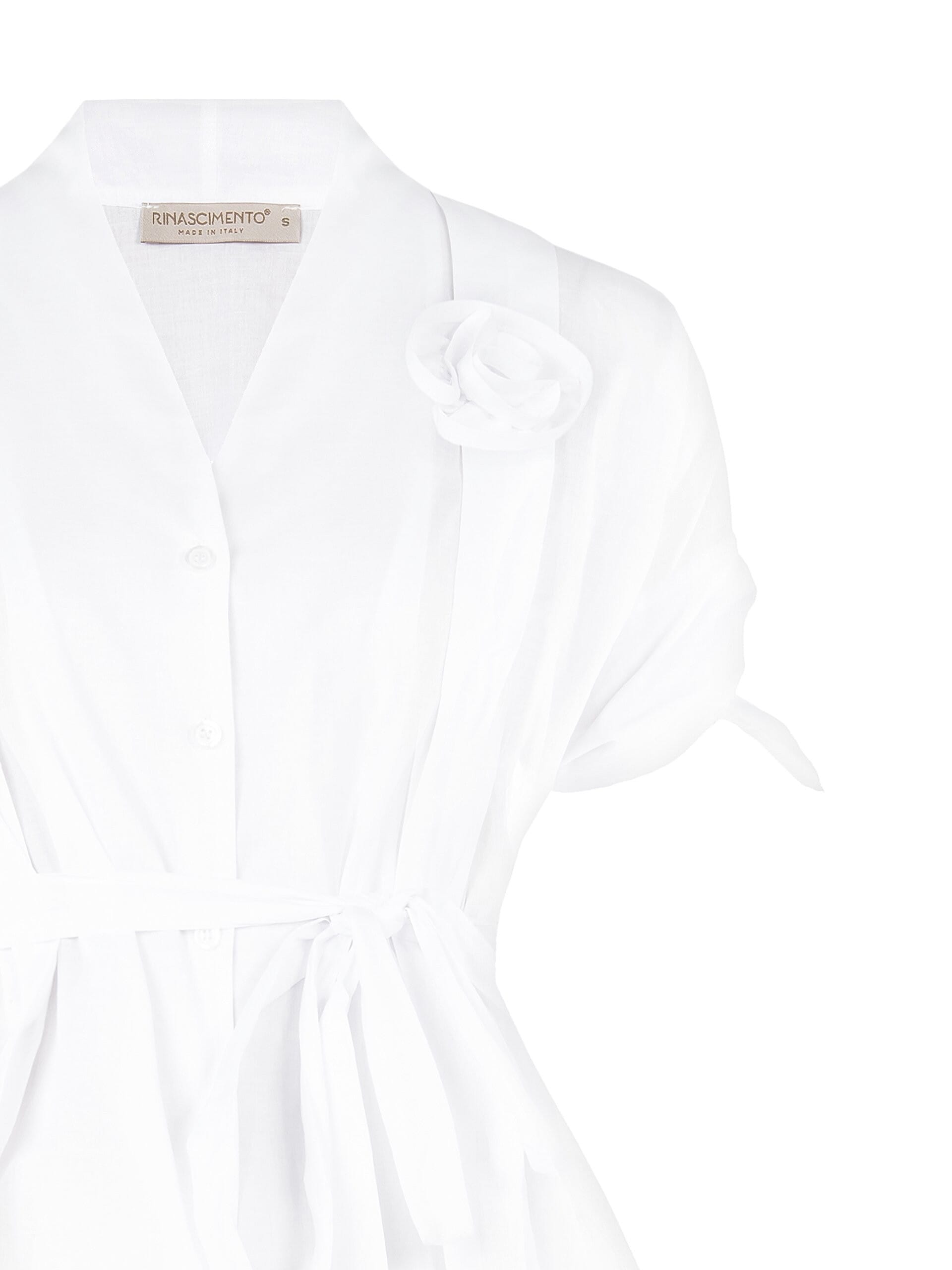 Camicia Sfiancata In Cotone Con Cintura Coordinata E Nodi Sulle Maniche Rinascimento