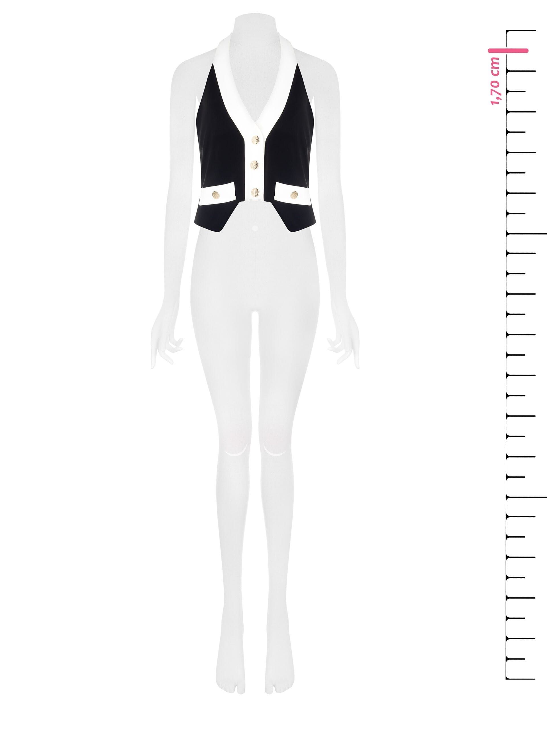 Rinascimento Two-Tone Vest With Open Back In Bi-Stretch Fabric