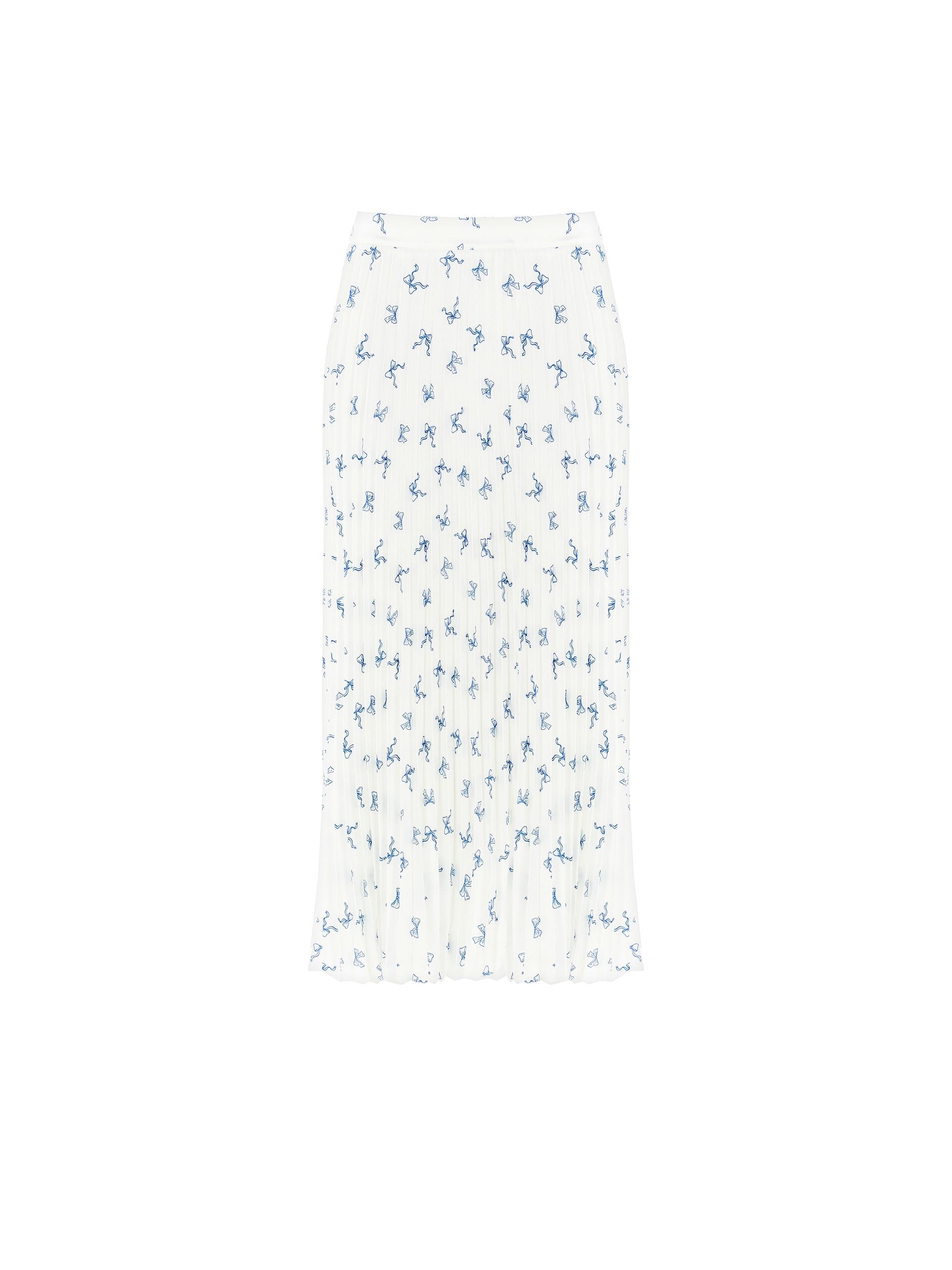 Gonna Midi In Raso Plissé Motivo Fiocchi Rinascimento