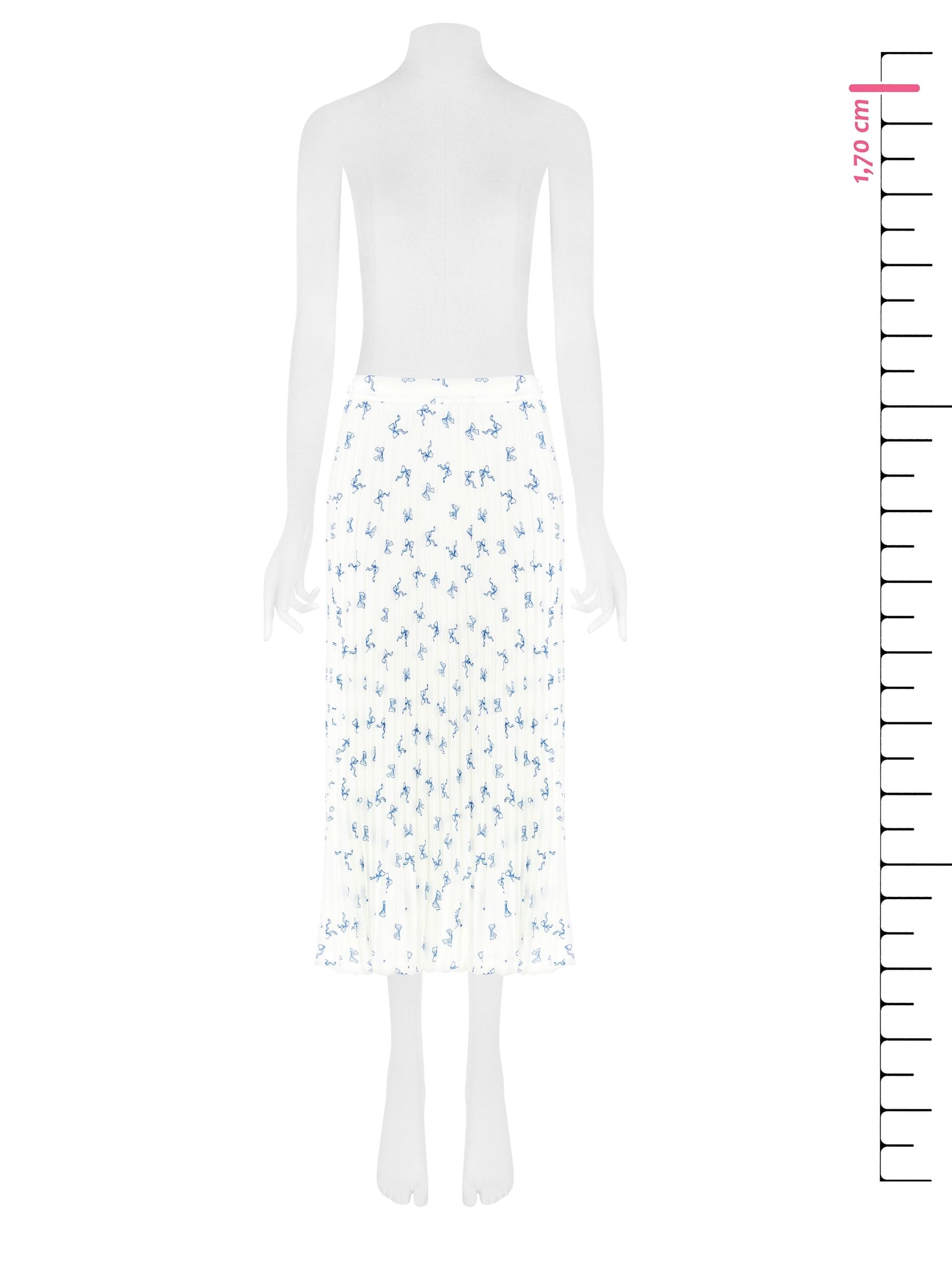 Gonna Midi In Raso Plissé Motivo Fiocchi Rinascimento