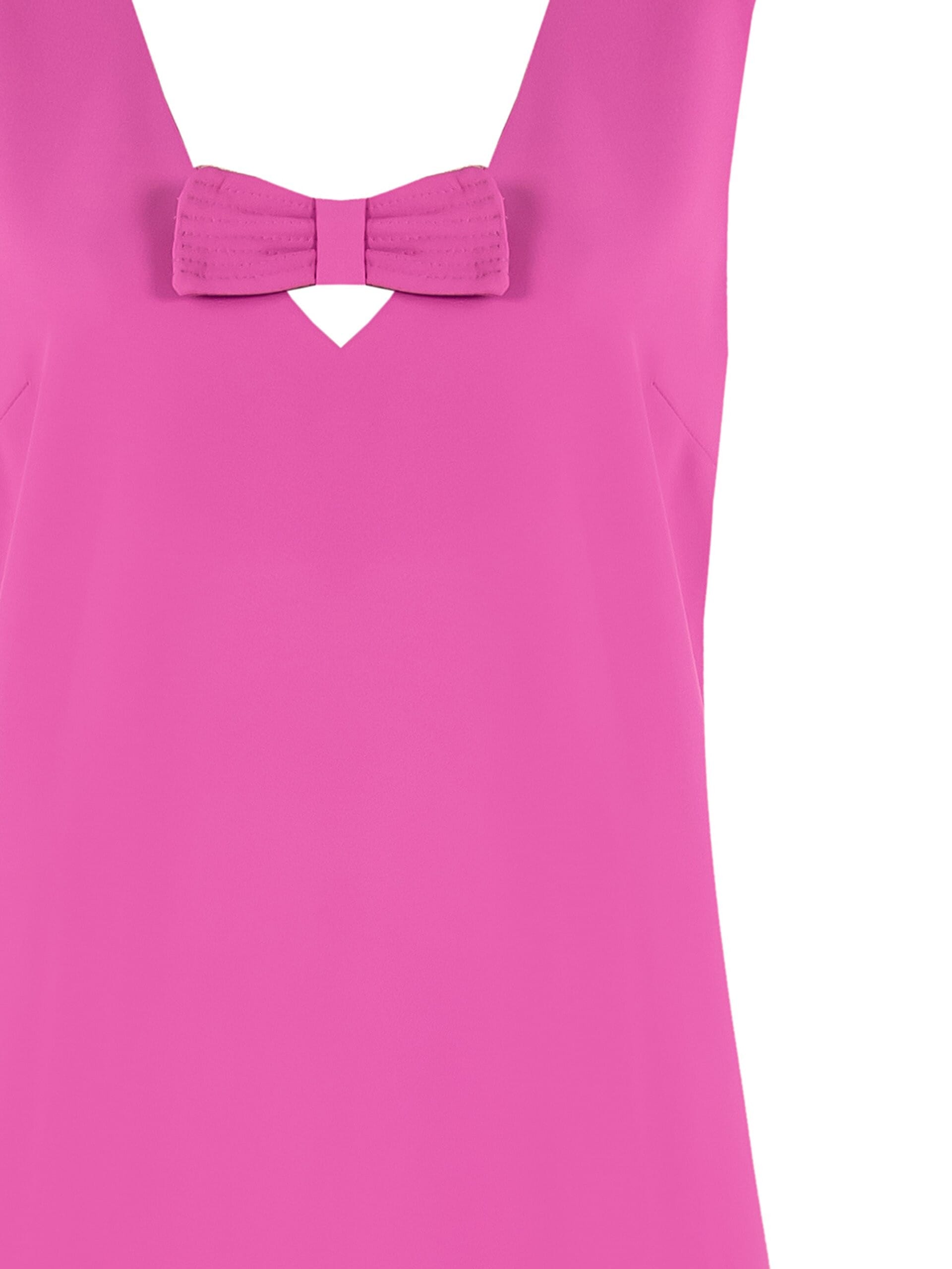 Abito Corto A Trapezio In Tessuto Fluido Con Doppio Scollo A V E Fiocco Rinascimento