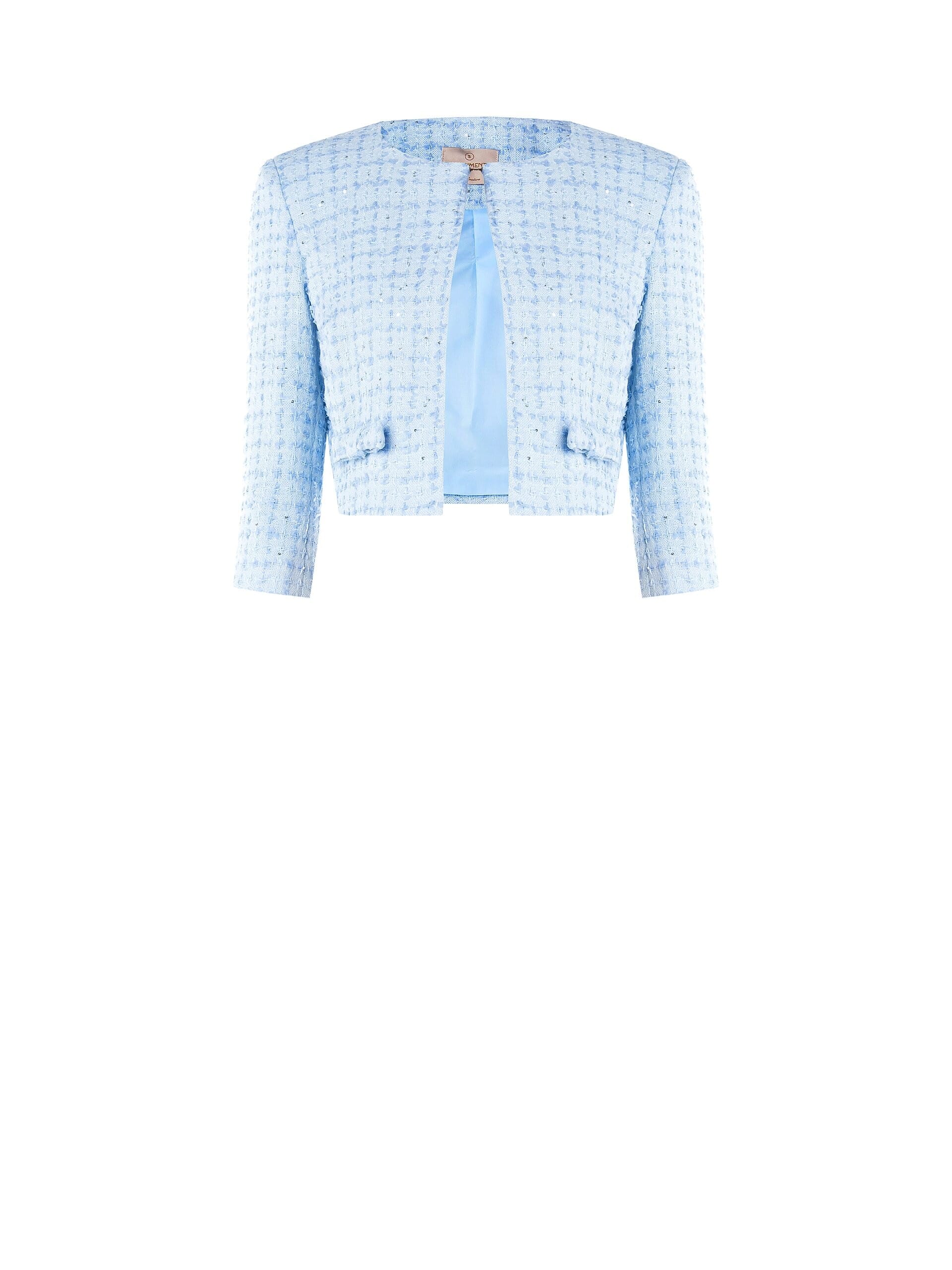 Giacca Corta In Tweed Con Chiusura A Gancio E Spalline Rinascimento