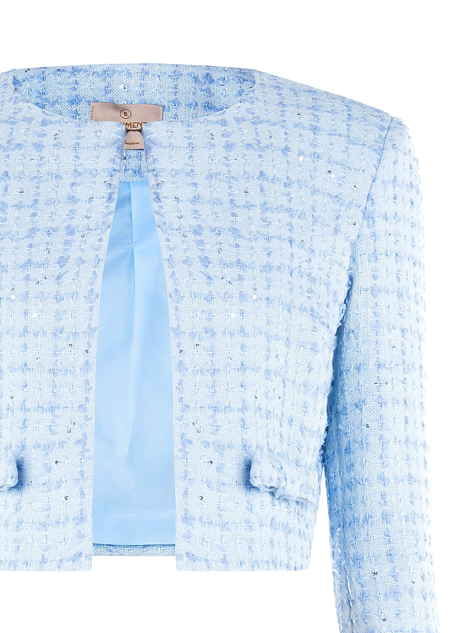 Giacca Corta In Tweed Con Chiusura A Gancio E Spalline Rinascimento