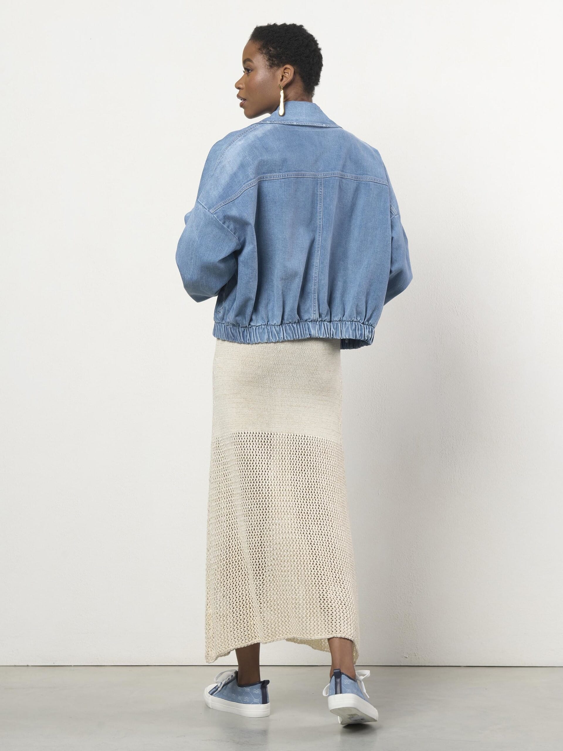 Jeans Bomber Jacket With Pockets And Pockets Rinascimento