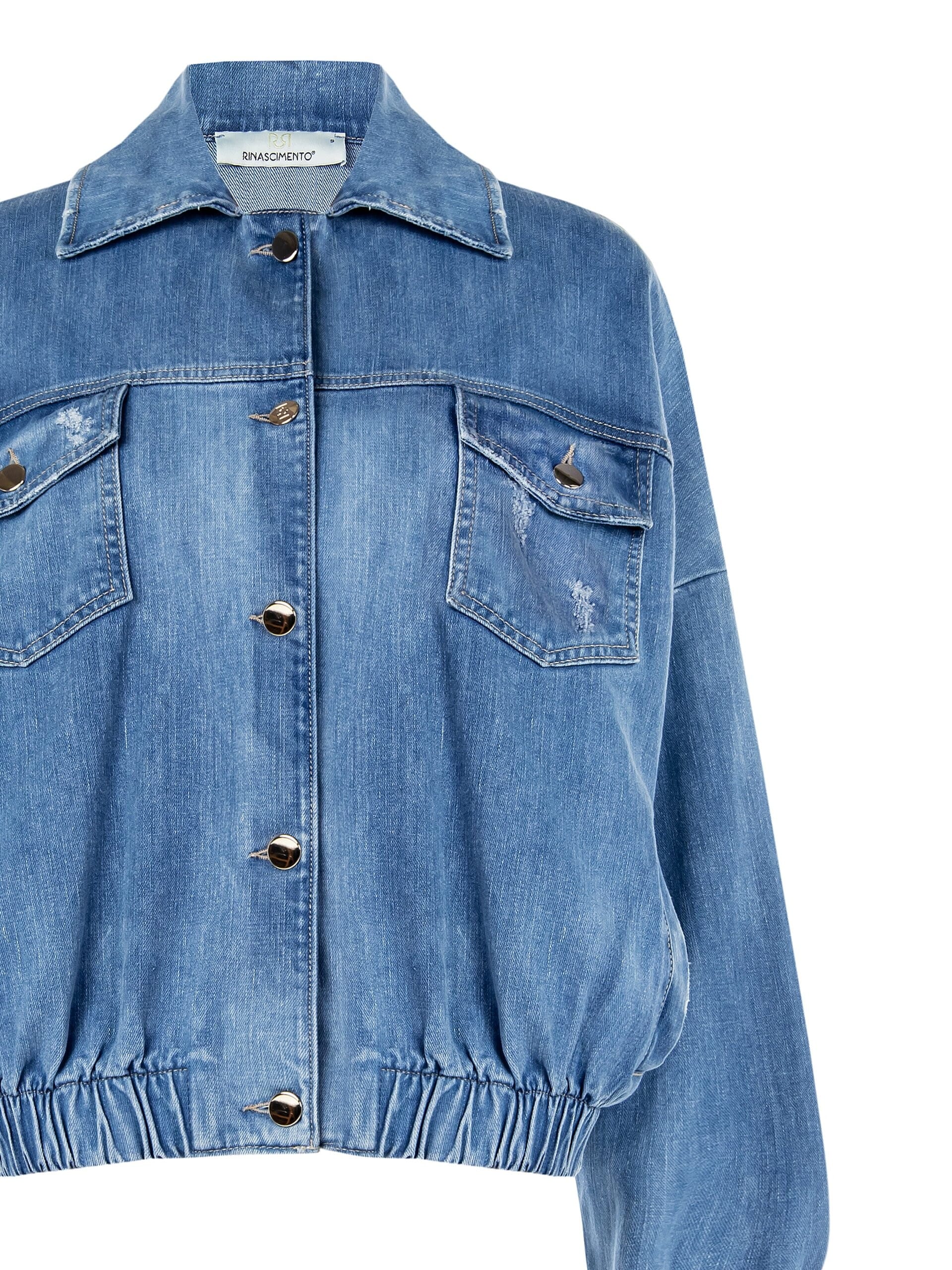 Jeans Bomber Jacket With Pockets And Pockets Rinascimento