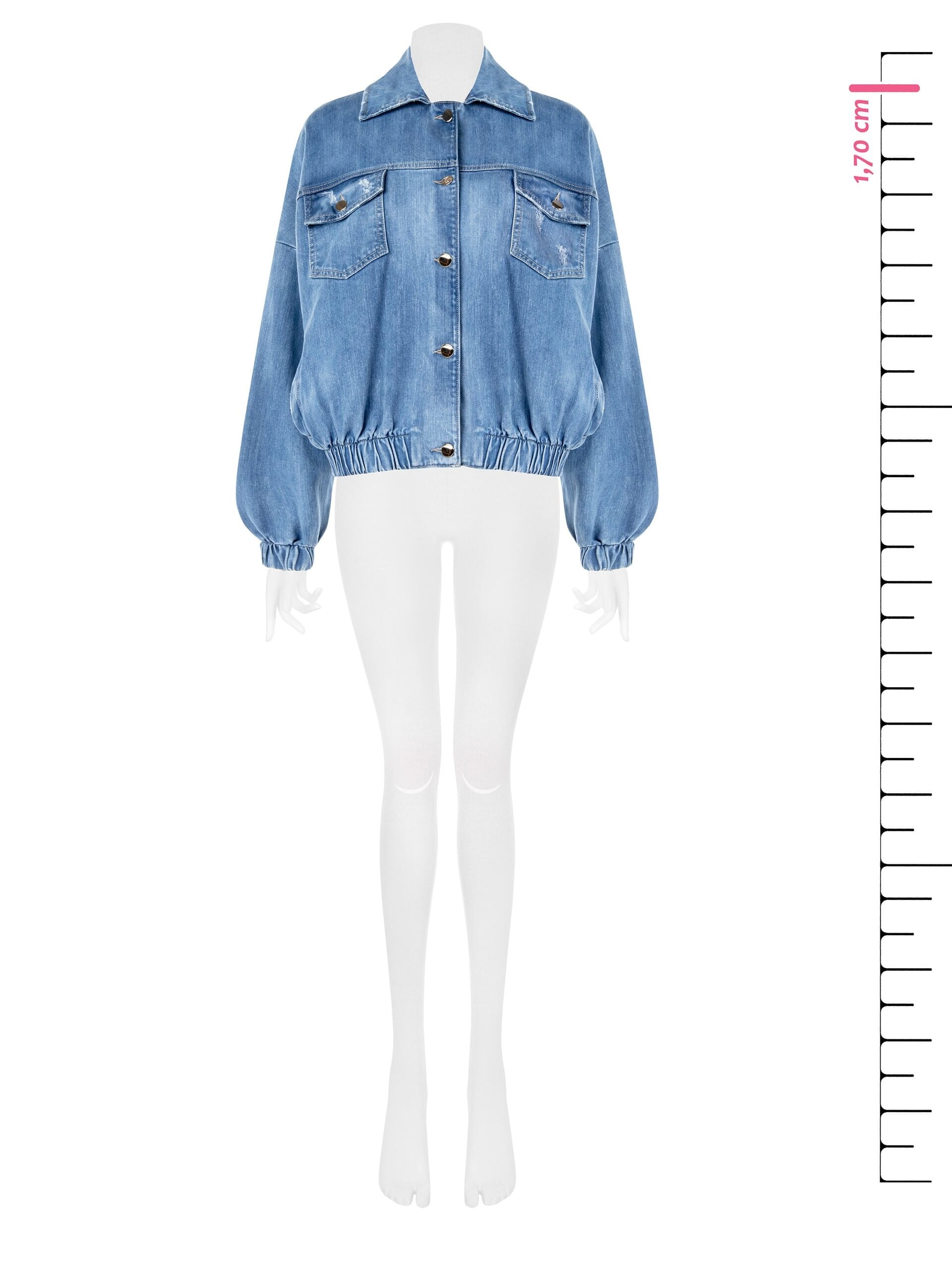 Jeans Bomber Jacket With Pockets And Pockets Rinascimento