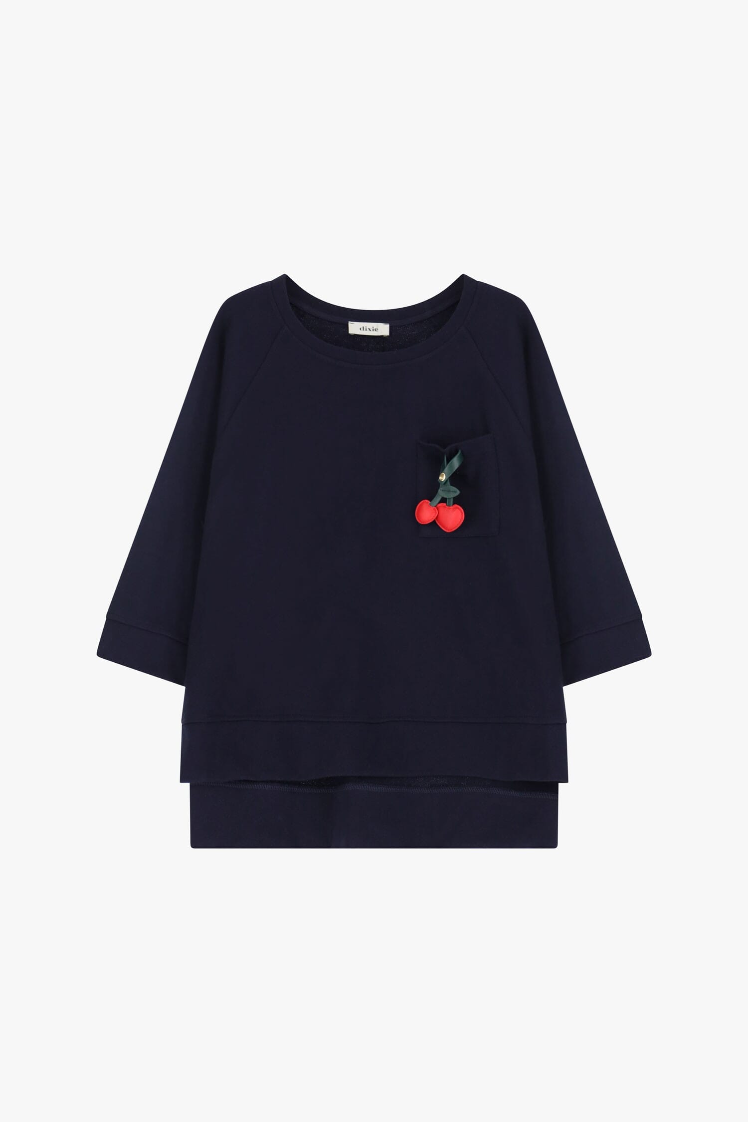 Sweatshirt With Decorated Pocket And 3/4 Sleeves Dixie