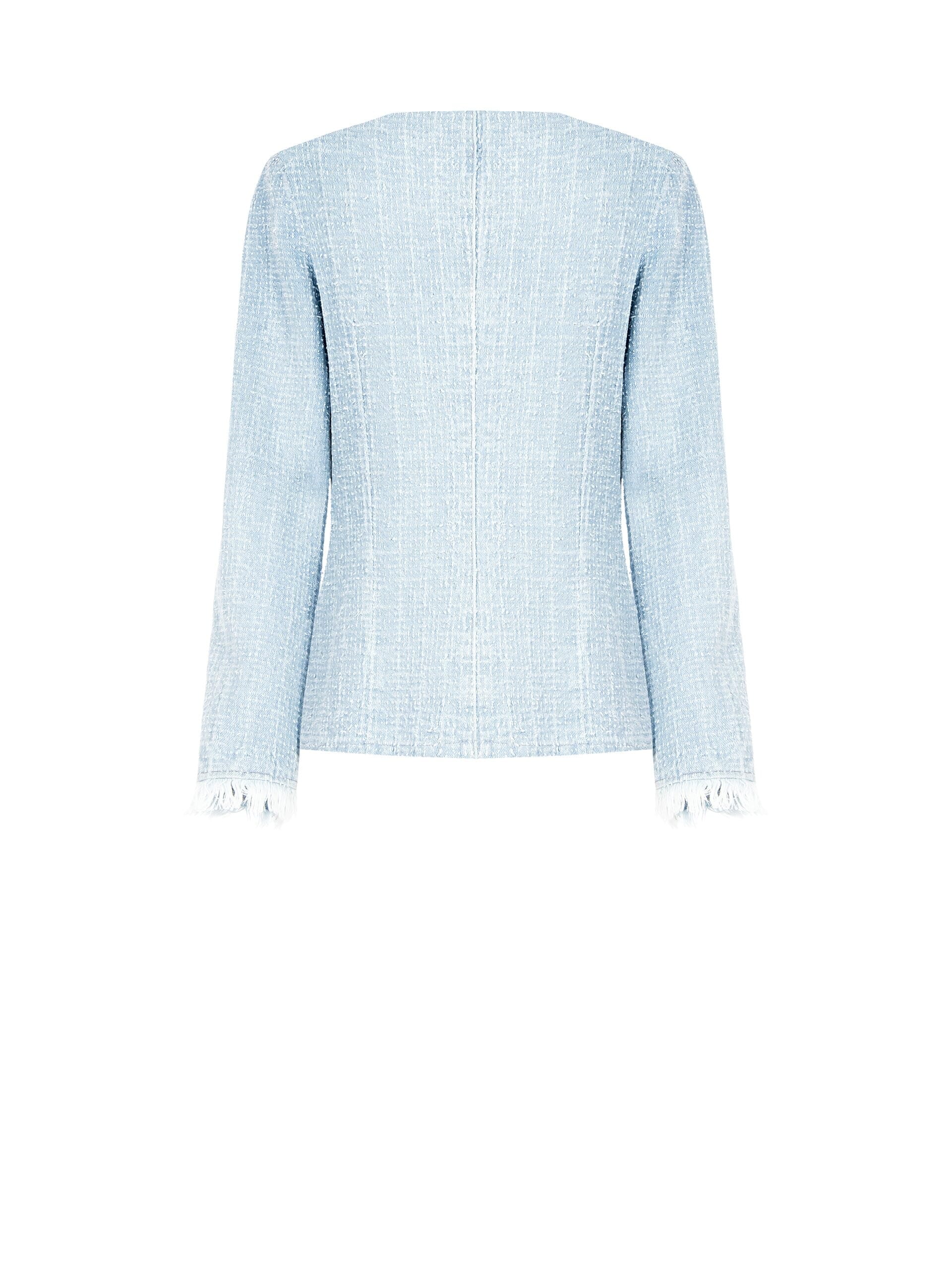 Giacca Dritta In Denim Sfrangiato Effetto Tweed Con Spalline Rinascimento