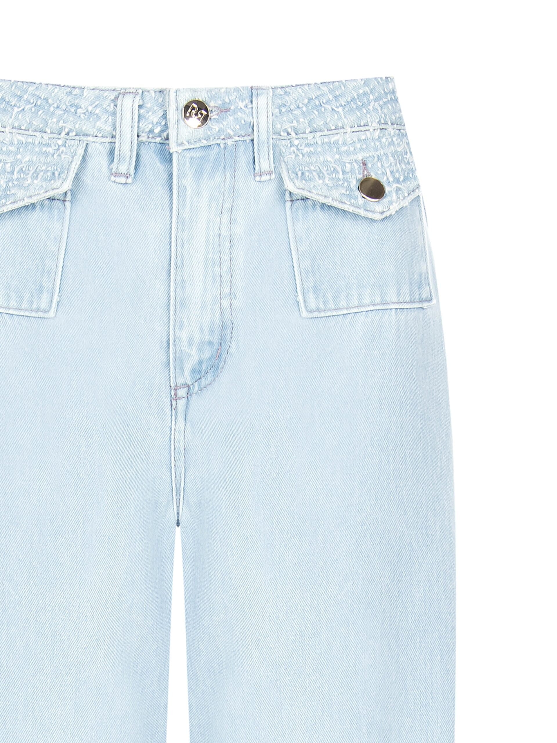 Pantaloni Palazzo In Denim Con Dettagli Sfrangiati Effetto Tweed Rinascimento