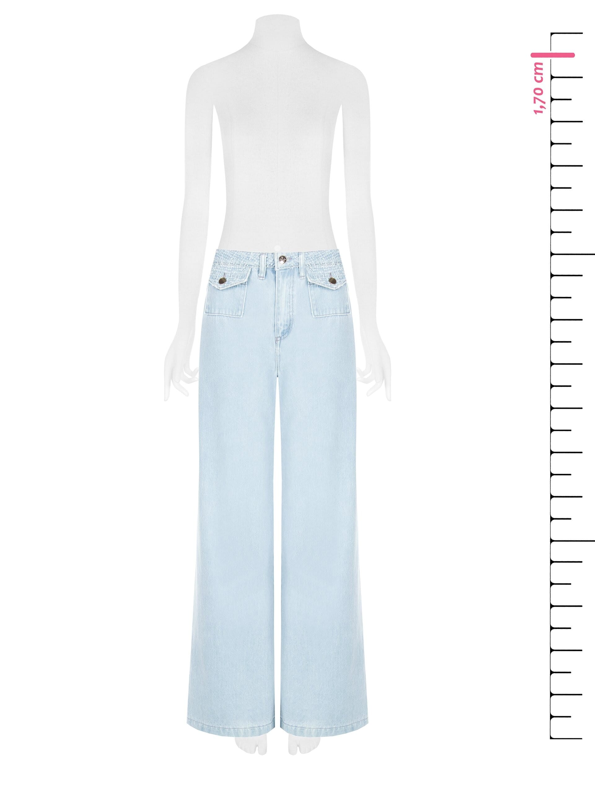 Pantaloni Palazzo In Denim Con Dettagli Sfrangiati Effetto Tweed Rinascimento