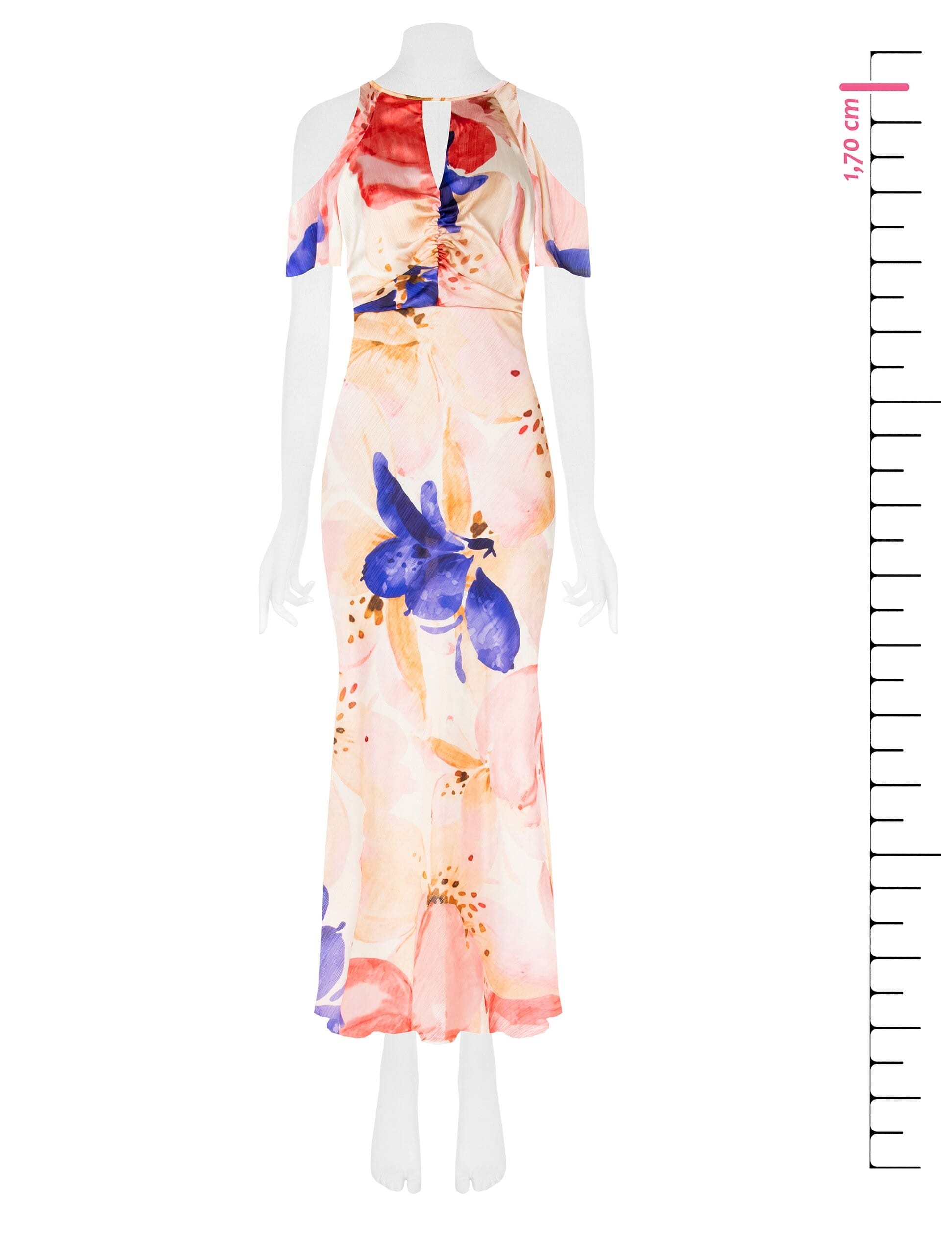 Abito Lungo A Tubino In Raso A Pieghe Mini Con Scollo A V Rinascimento