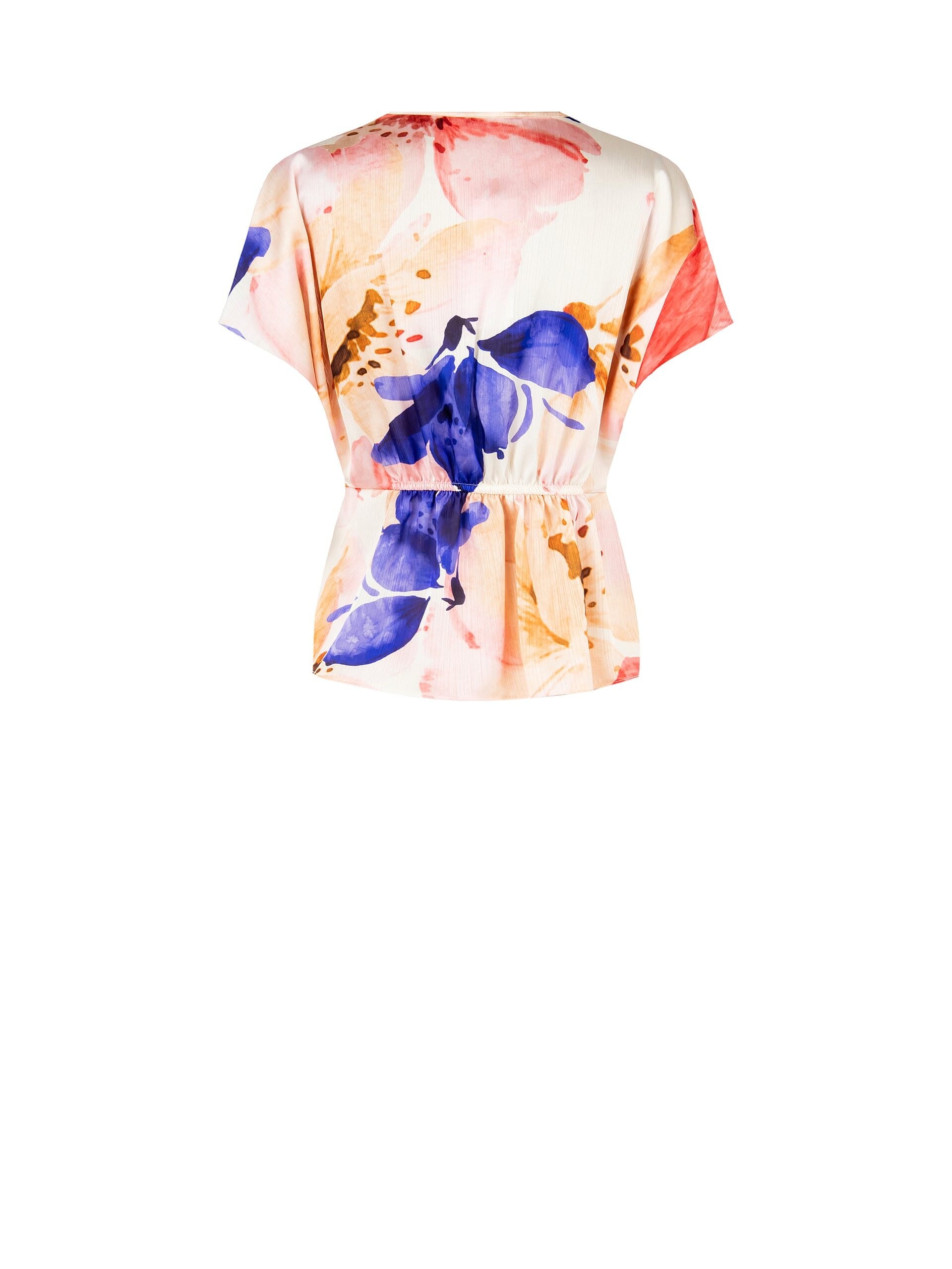 Blusa In Raso A Pieghe Mini Con Scollo A V Incrociato Rinascimento