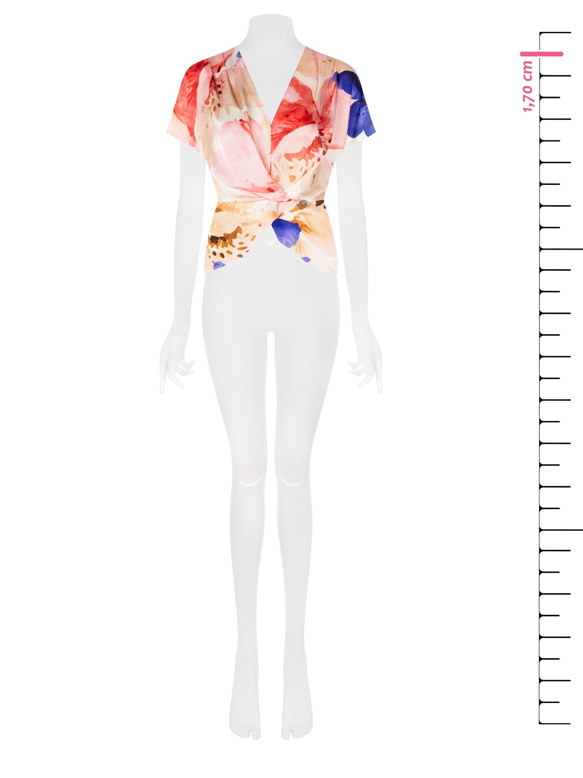 Blusa In Raso A Pieghe Mini Con Scollo A V Incrociato Rinascimento