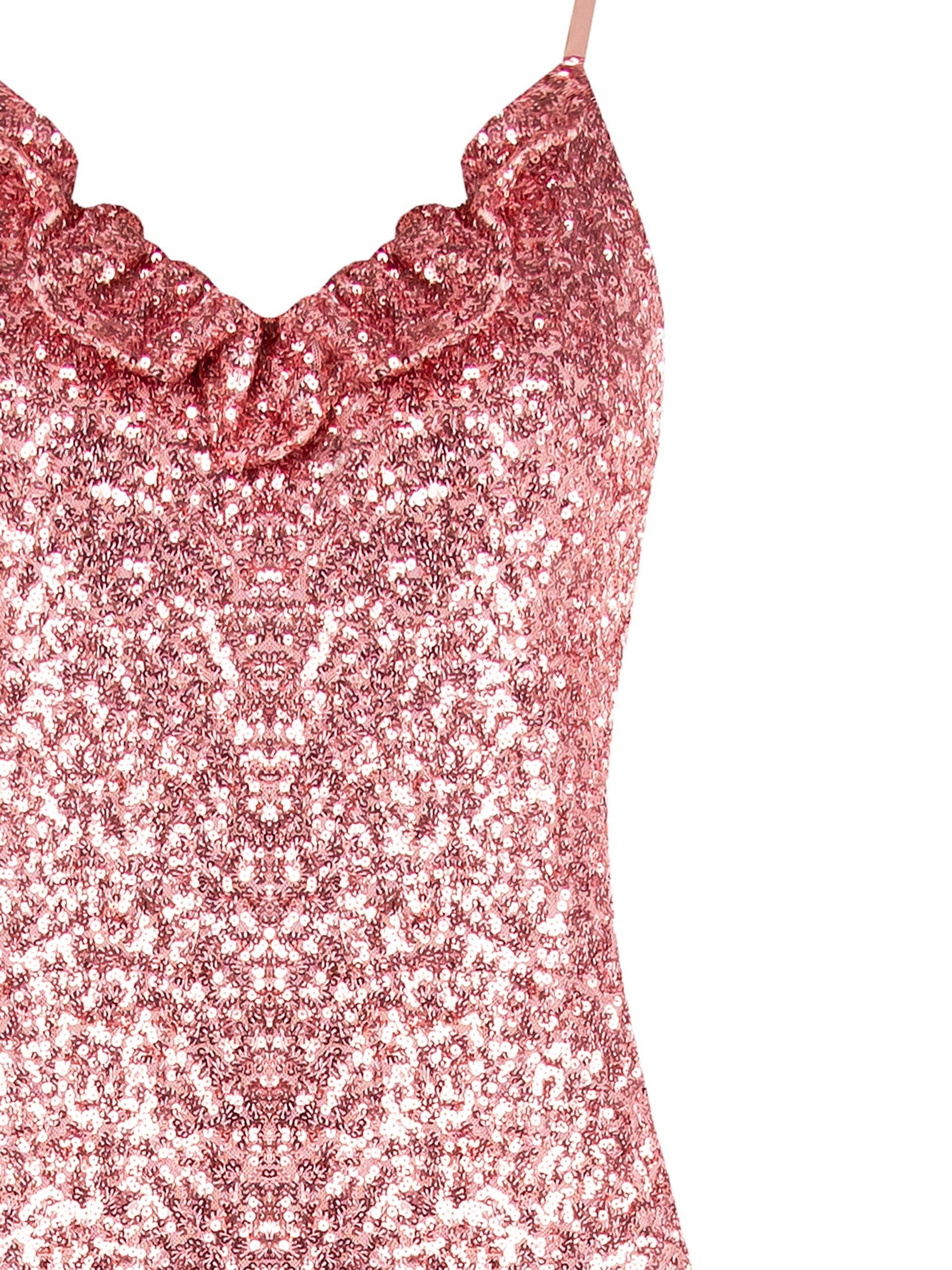 Abito Midi A Tubino Ricoperto Di Paillettes Con Ruches Rinascimento