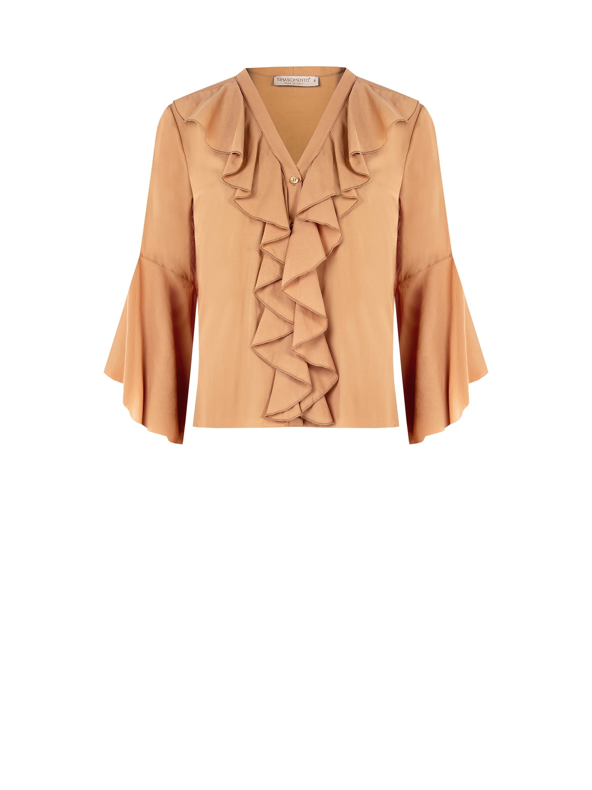 Camicia In Cotone Con Collo A V E Volant Rinascimento