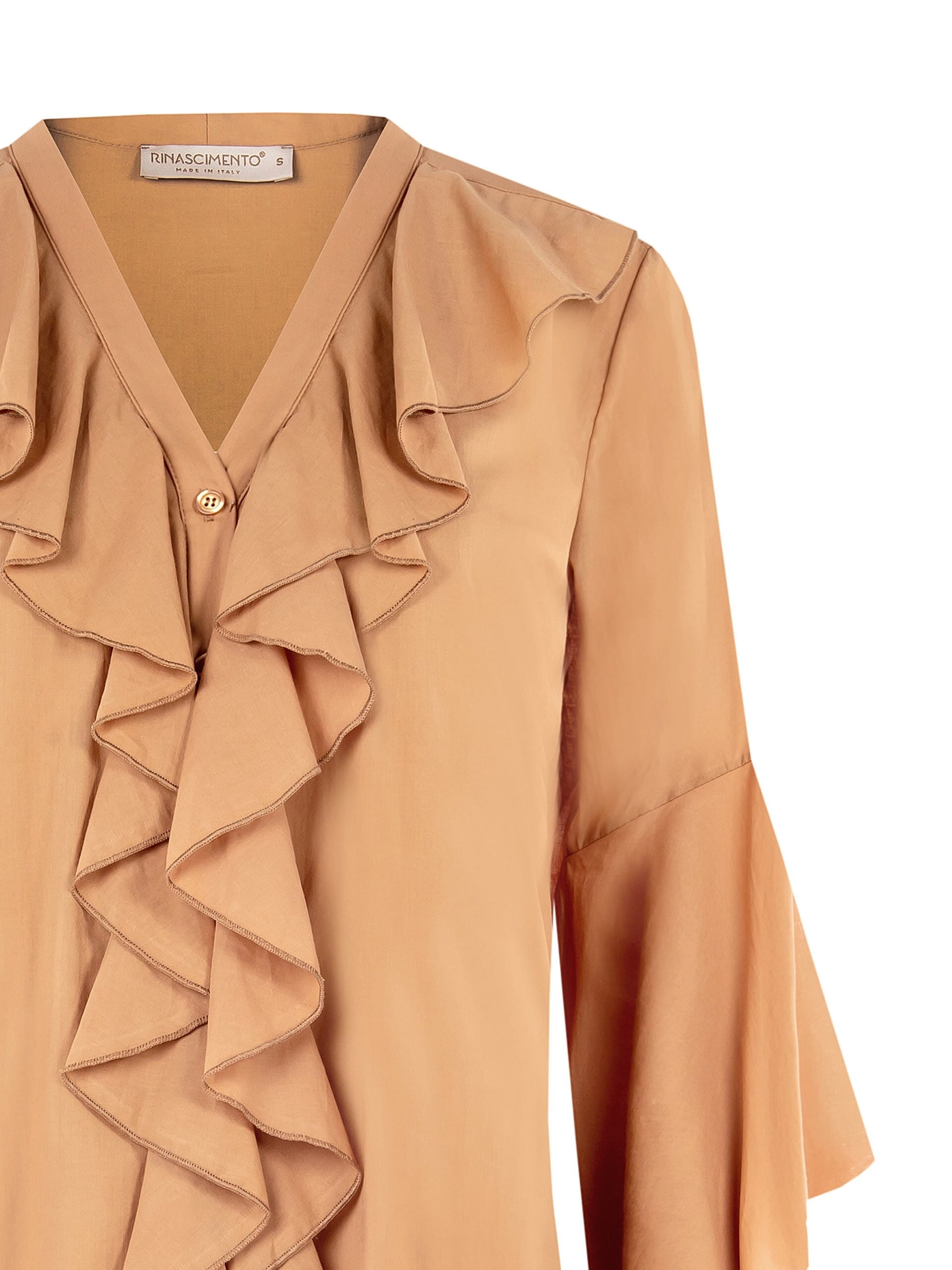 Camicia In Cotone Con Collo A V E Volant Rinascimento