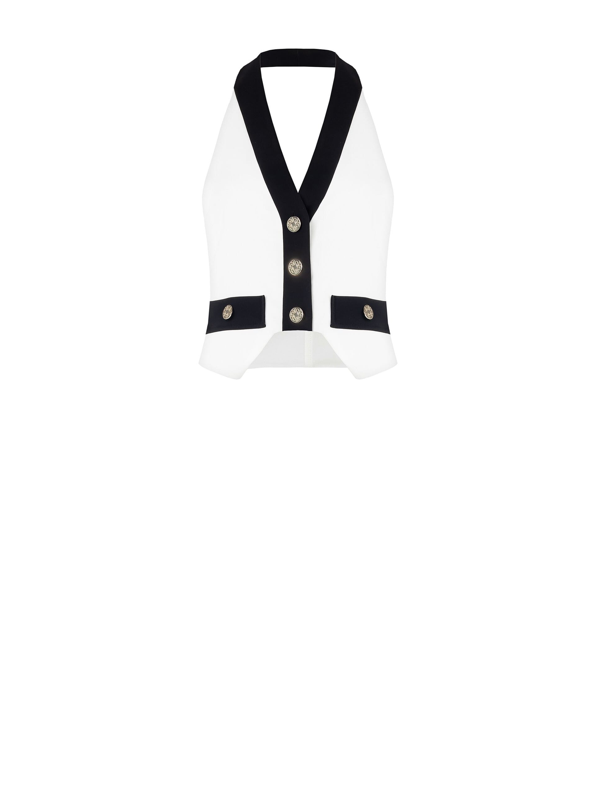 Rinascimento Two-Tone Vest With Open Back In Bi-Stretch Fabric