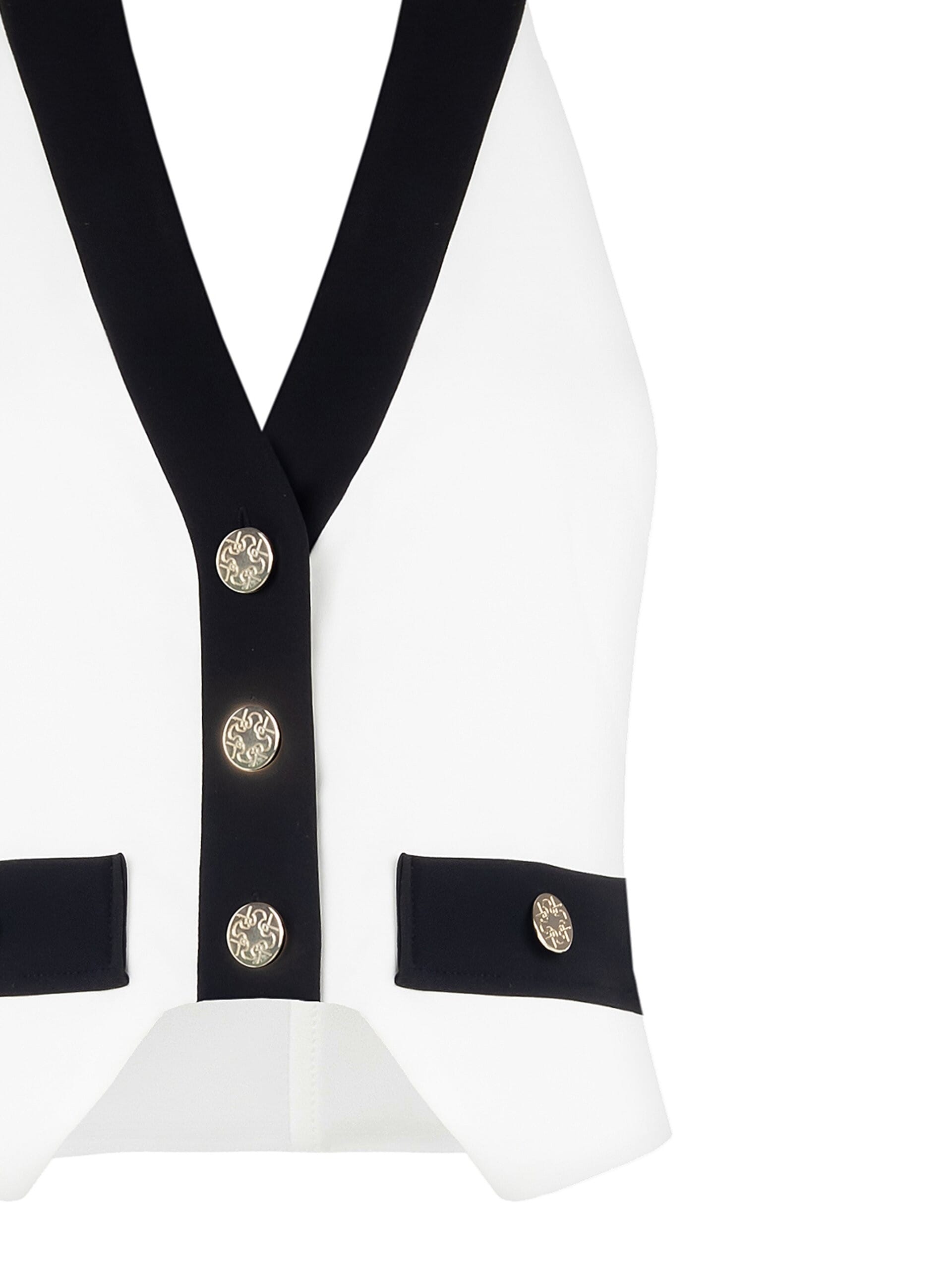 Rinascimento Two-Tone Vest With Open Back In Bi-Stretch Fabric