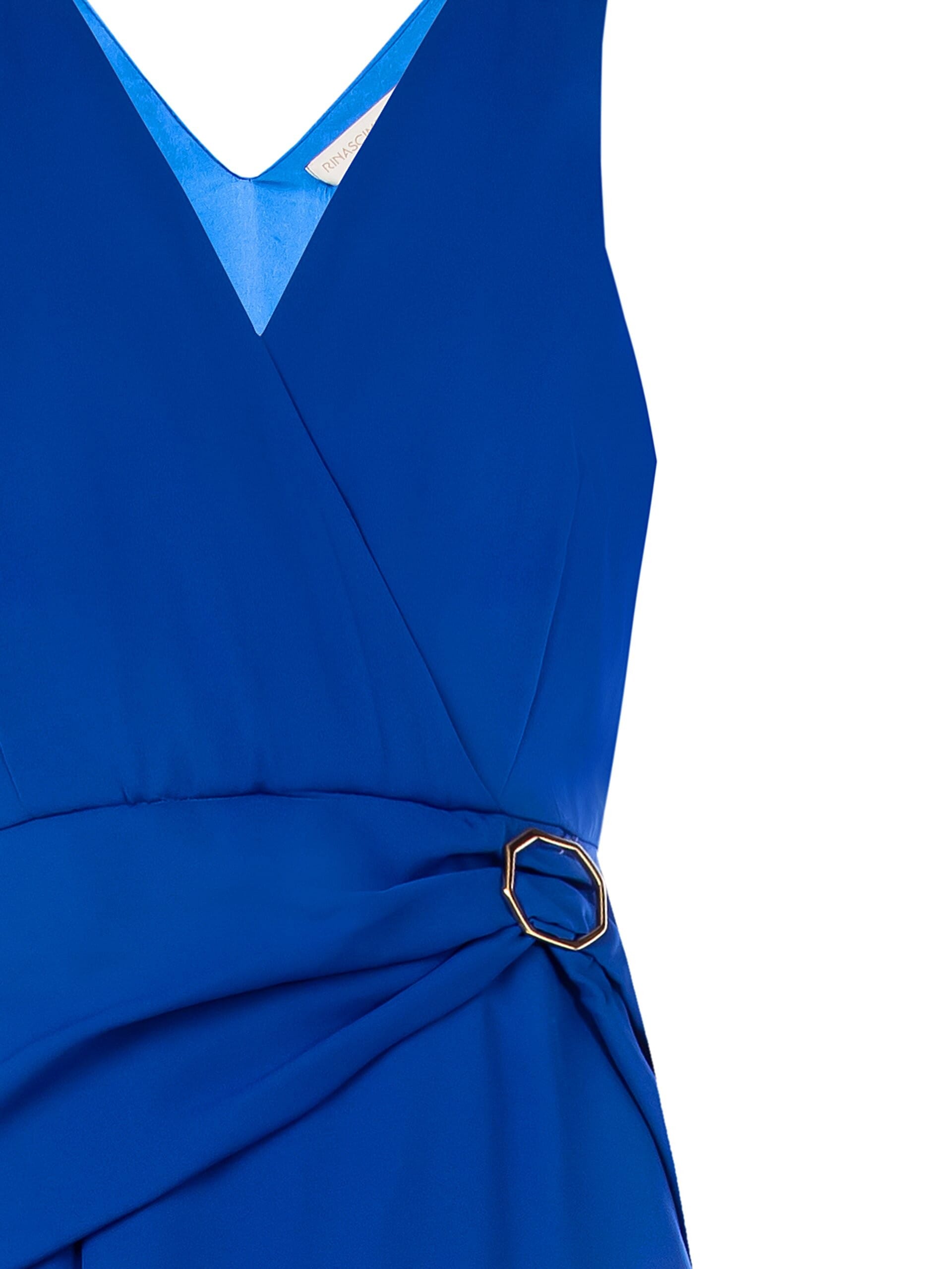 Abito Lungo In Georgette Con Fibbia Oro E Scollo A V Incrociato Rinascimento