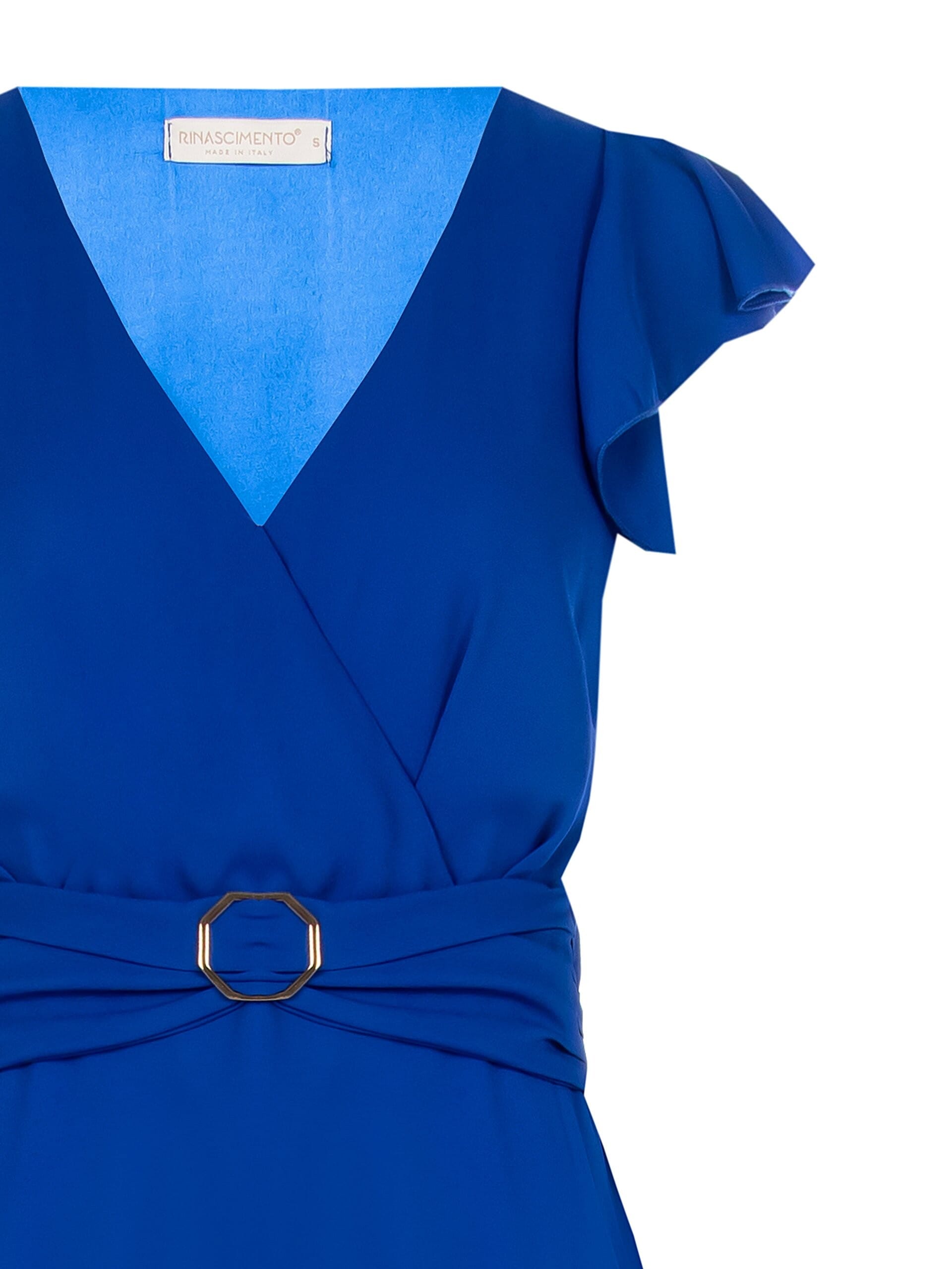 Abito Corto In Georgette Con Fibbia Oro E Scollo A V Rinascimento