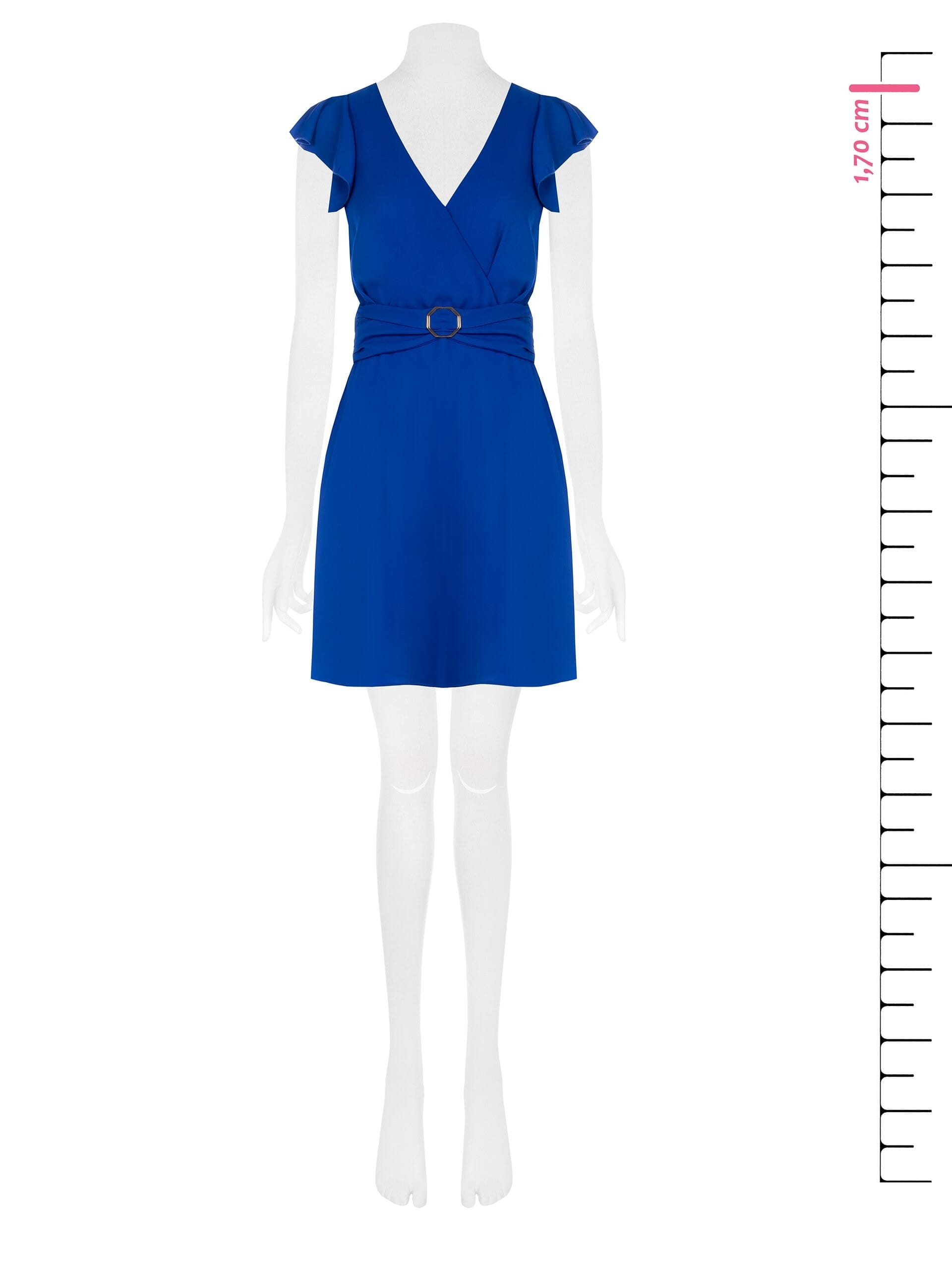 Abito Corto In Georgette Con Fibbia Oro E Scollo A V Rinascimento