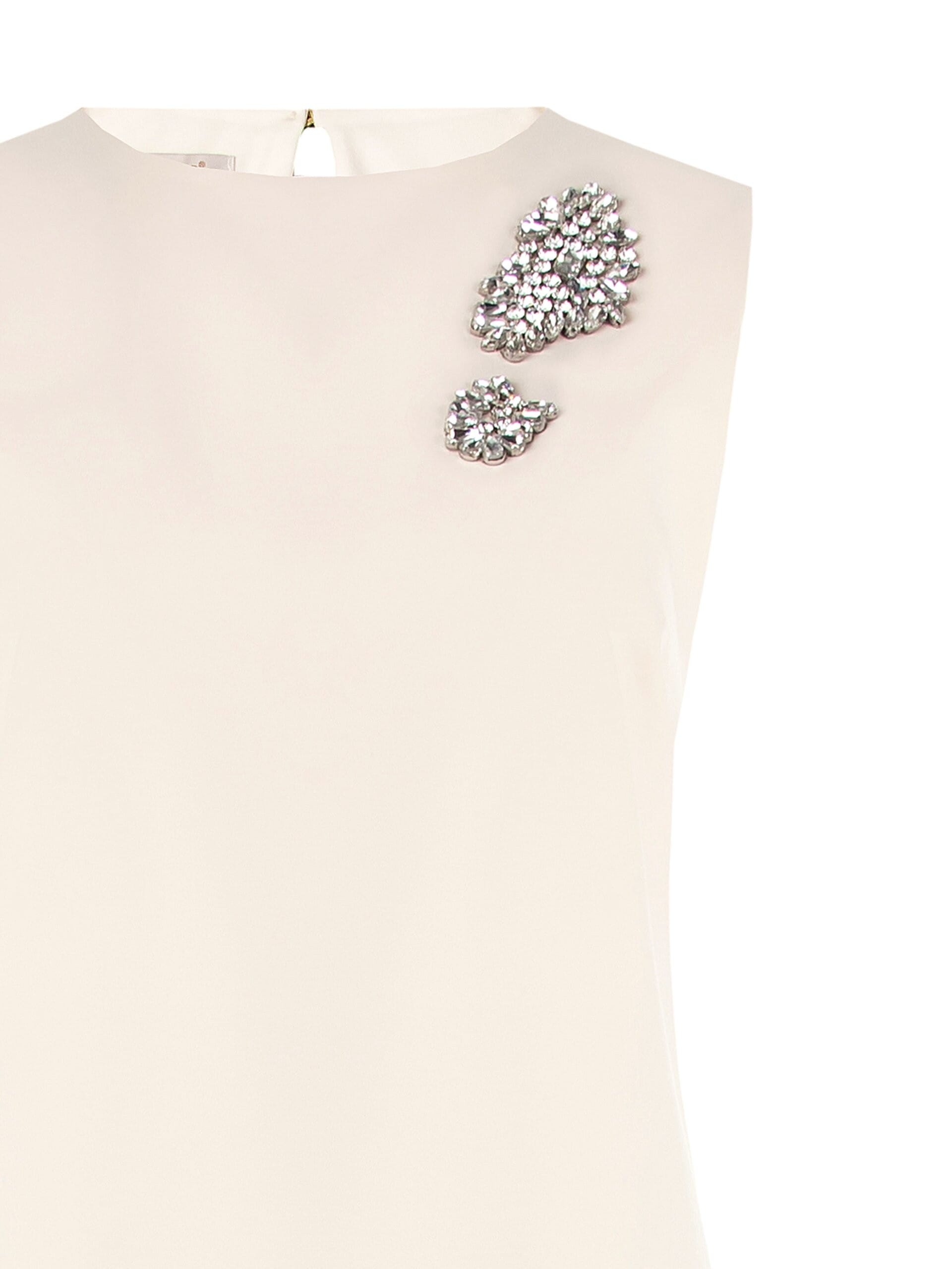 Abito Corto A Trapezio In Tessuto Tecnico Con Decorazioni Gioiello Rinascimento