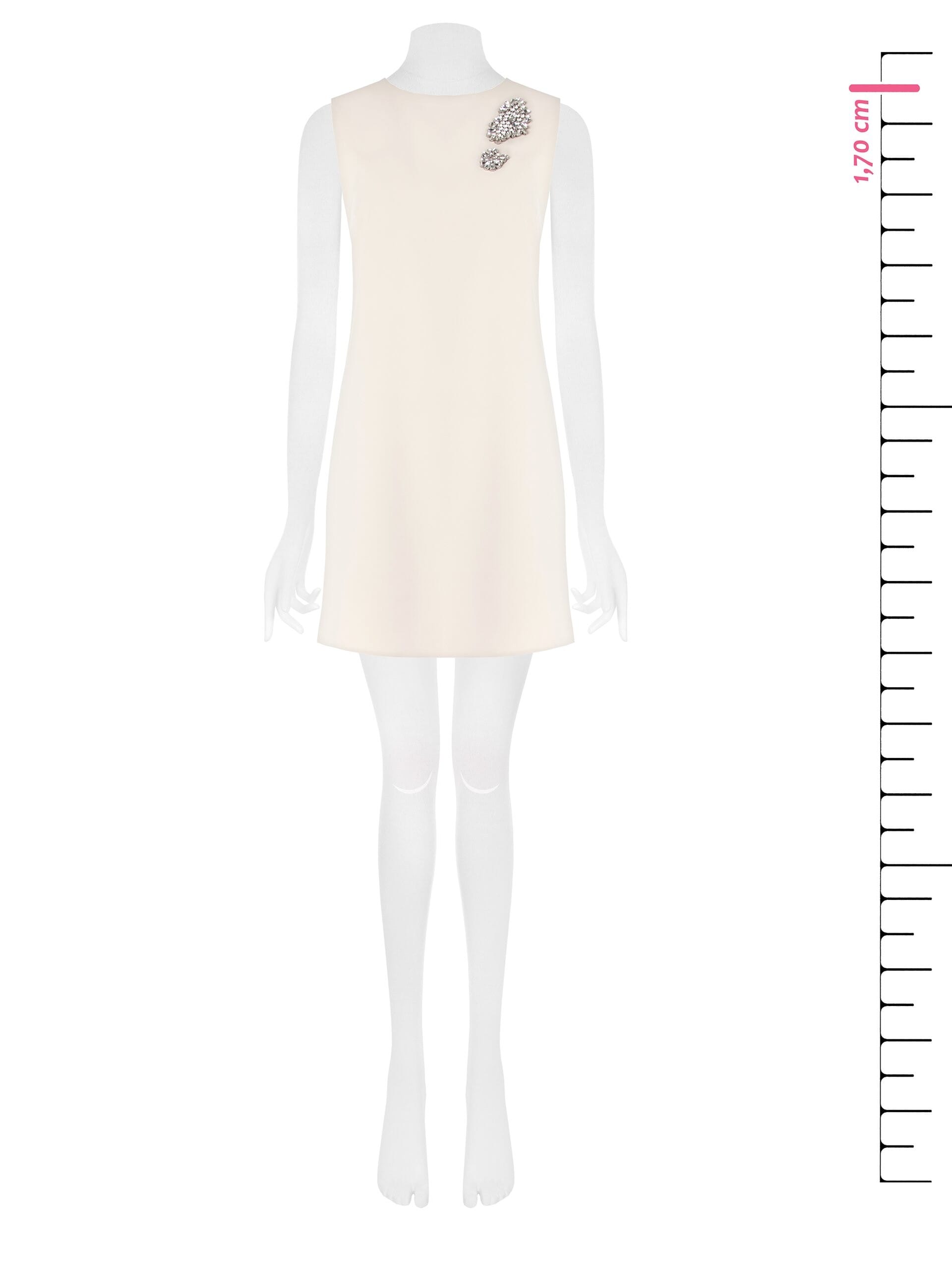 Abito Corto A Trapezio In Tessuto Tecnico Con Decorazioni Gioiello Rinascimento