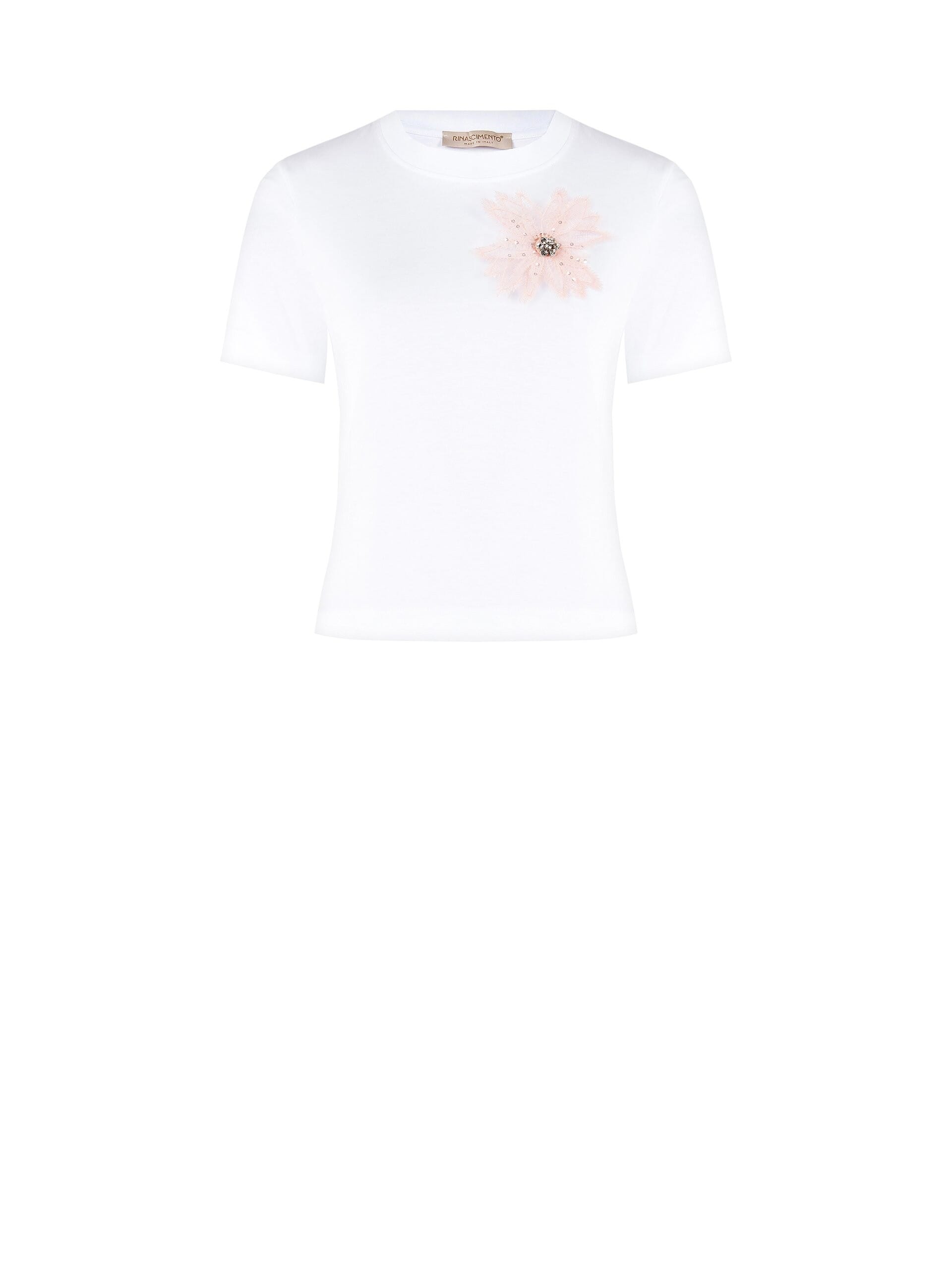 T-Shirt Ampia In Cotone Con Spilla Fiore Rinascimento