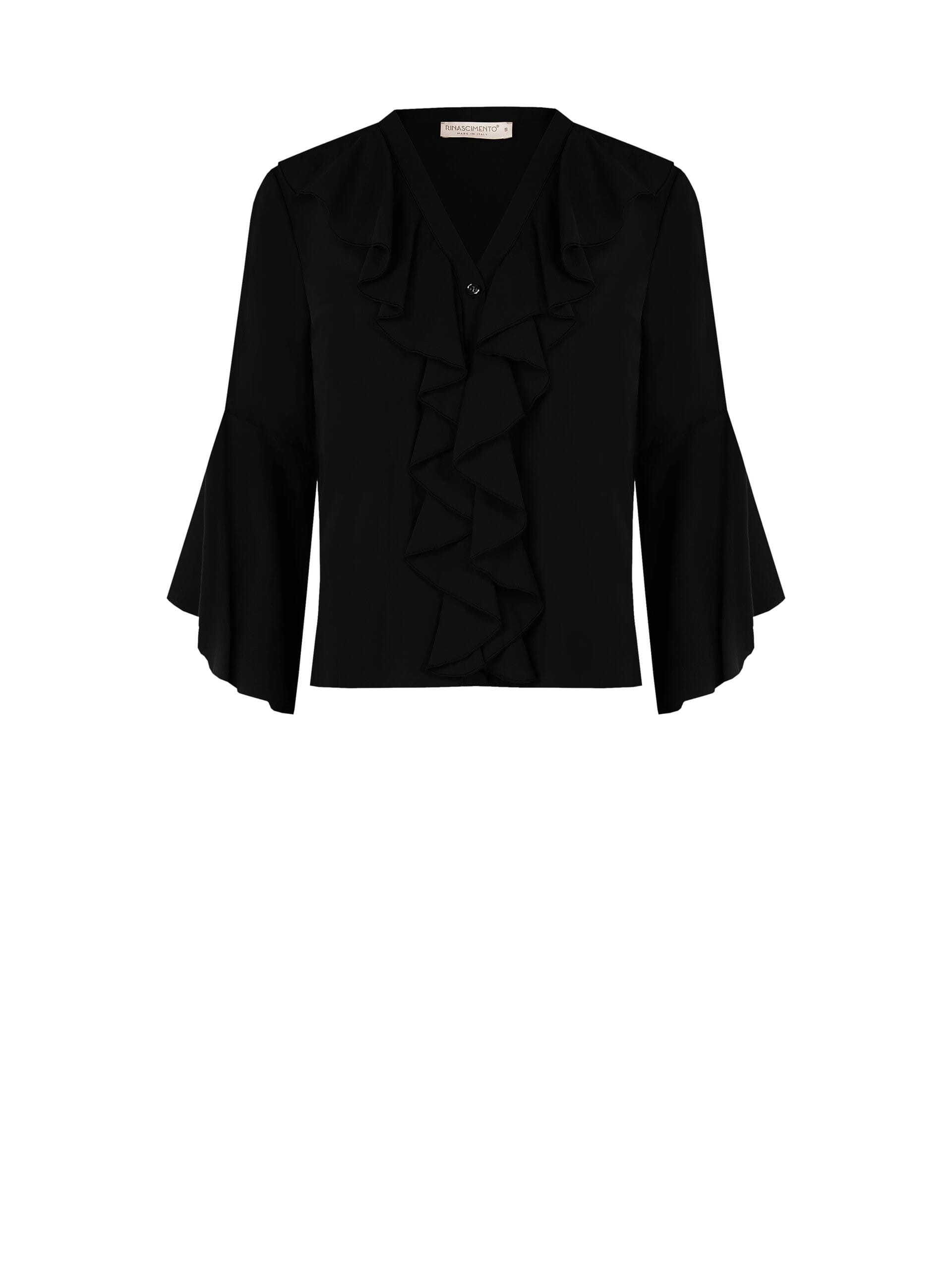 Camicia In Cotone Con Collo A V E Volant Rinascimento