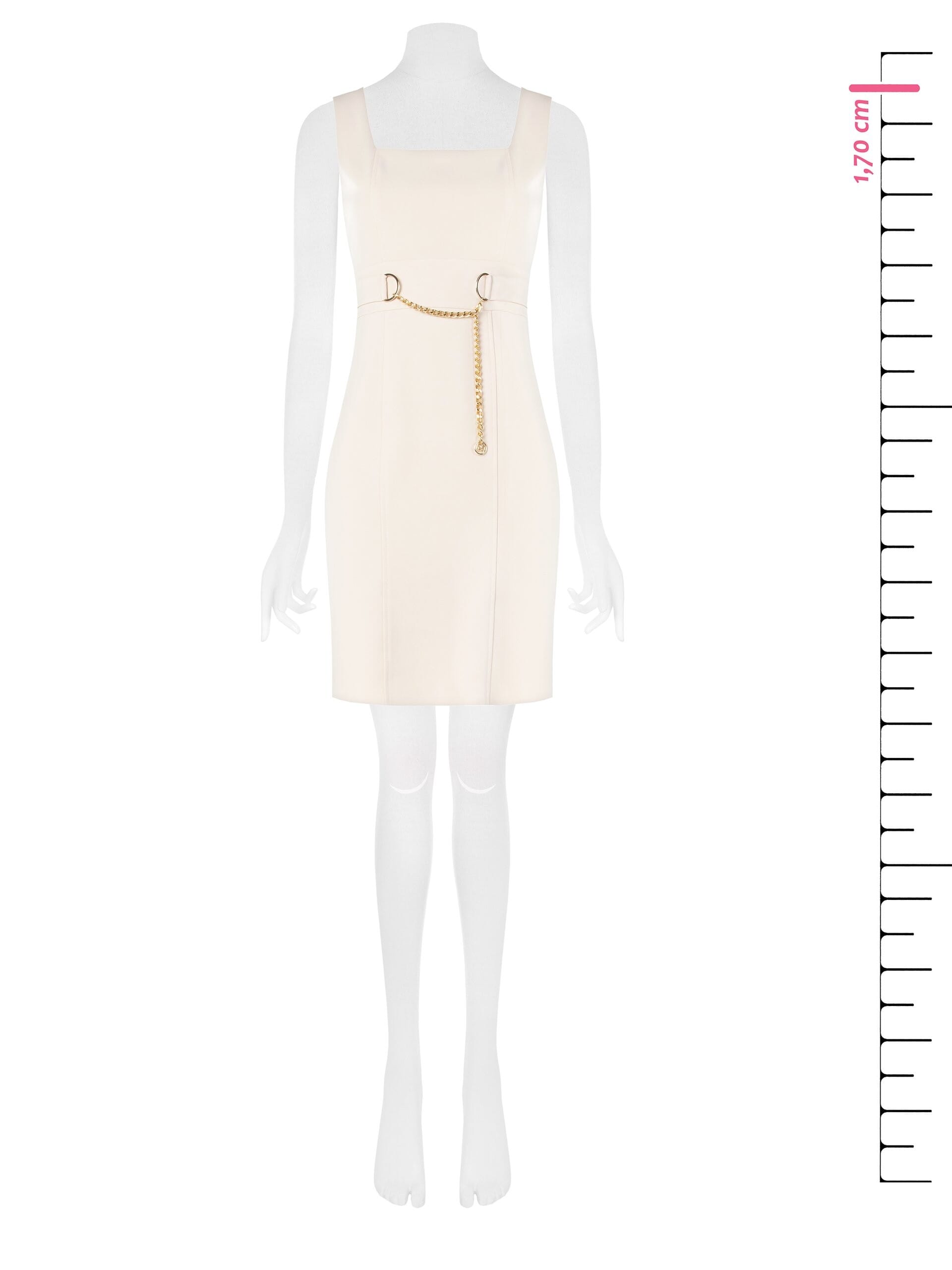 Abito Corto A Tubino In Scuba Crepe Con Dettaglio Catena E Scollo Quadrato Rinascimento