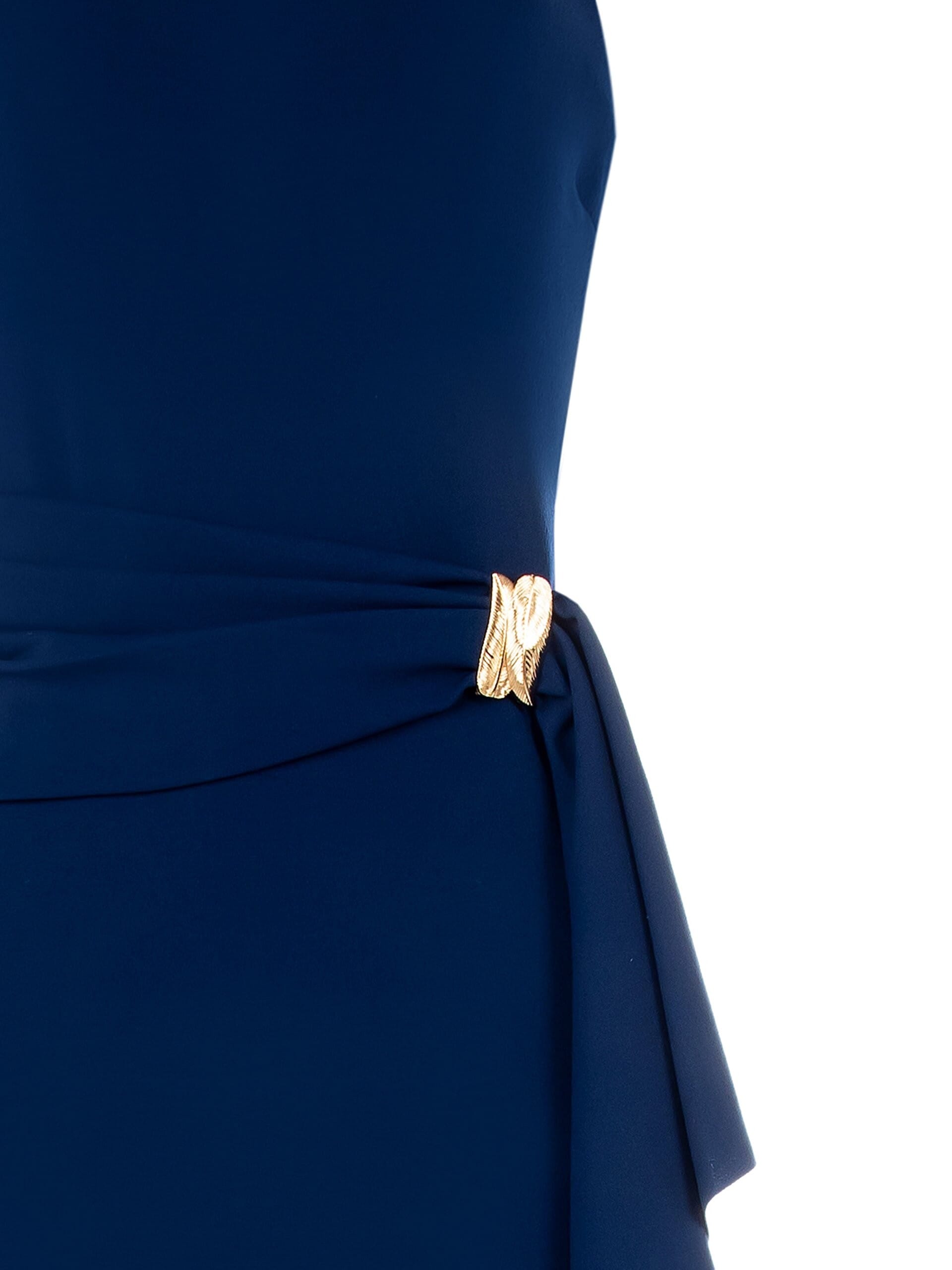 Abito Lungo A Tubino In Scuba Crepe Con Dettaglio Foglie Oro Rinascimento