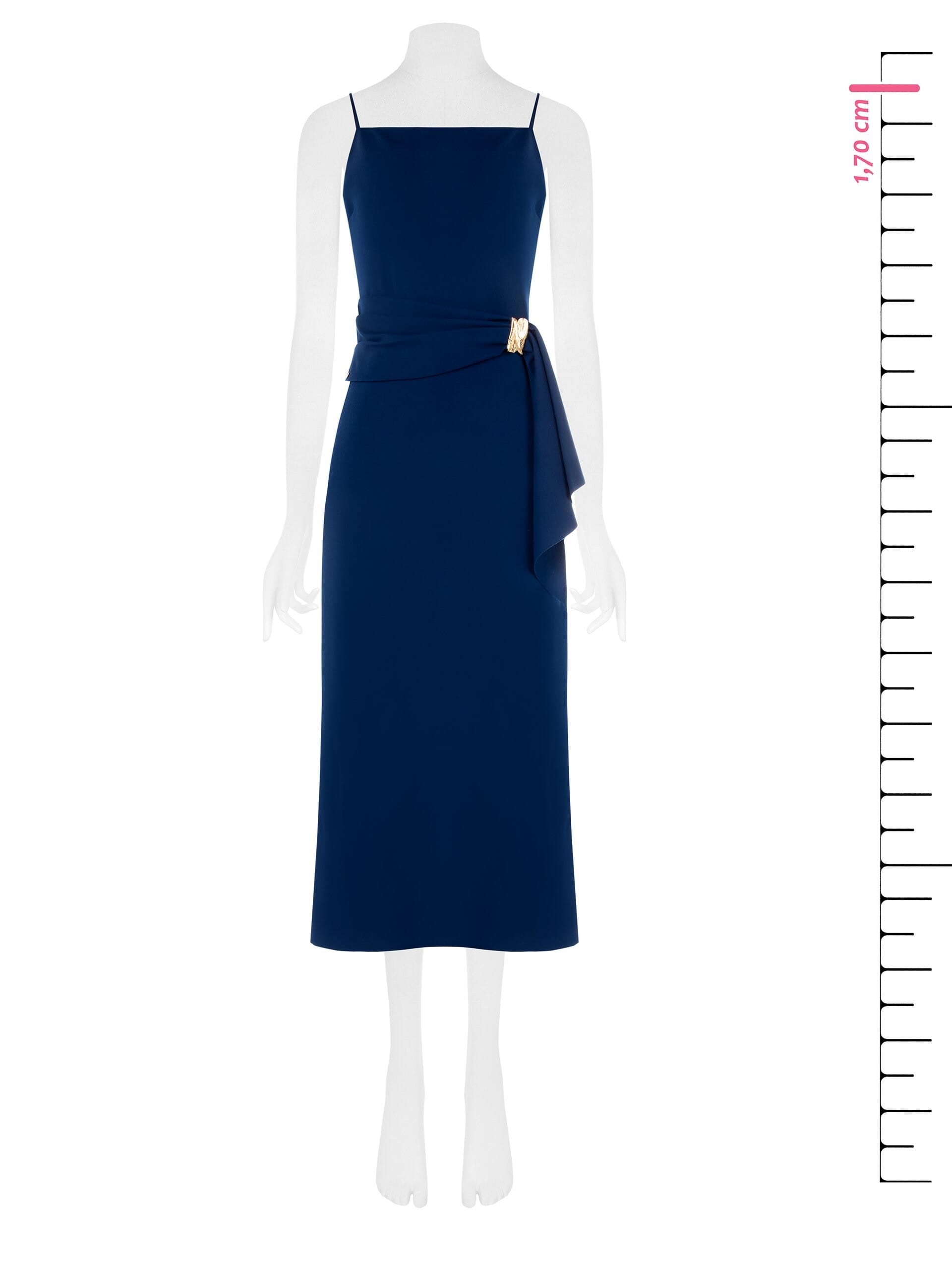 Abito Lungo A Tubino In Scuba Crepe Con Dettaglio Foglie Oro Rinascimento